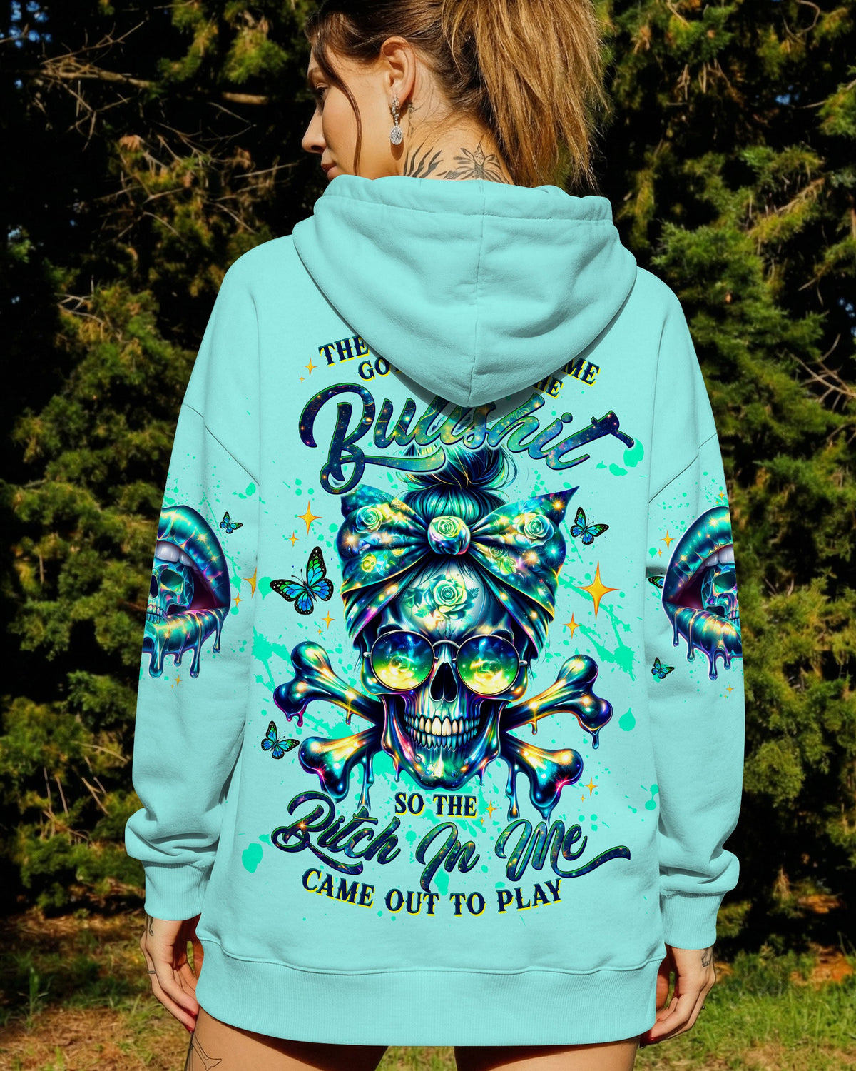 THE GOOD GIRL IN ME MESSY BUN SKULL  ALL OVER PRINT -  TLTW0303263