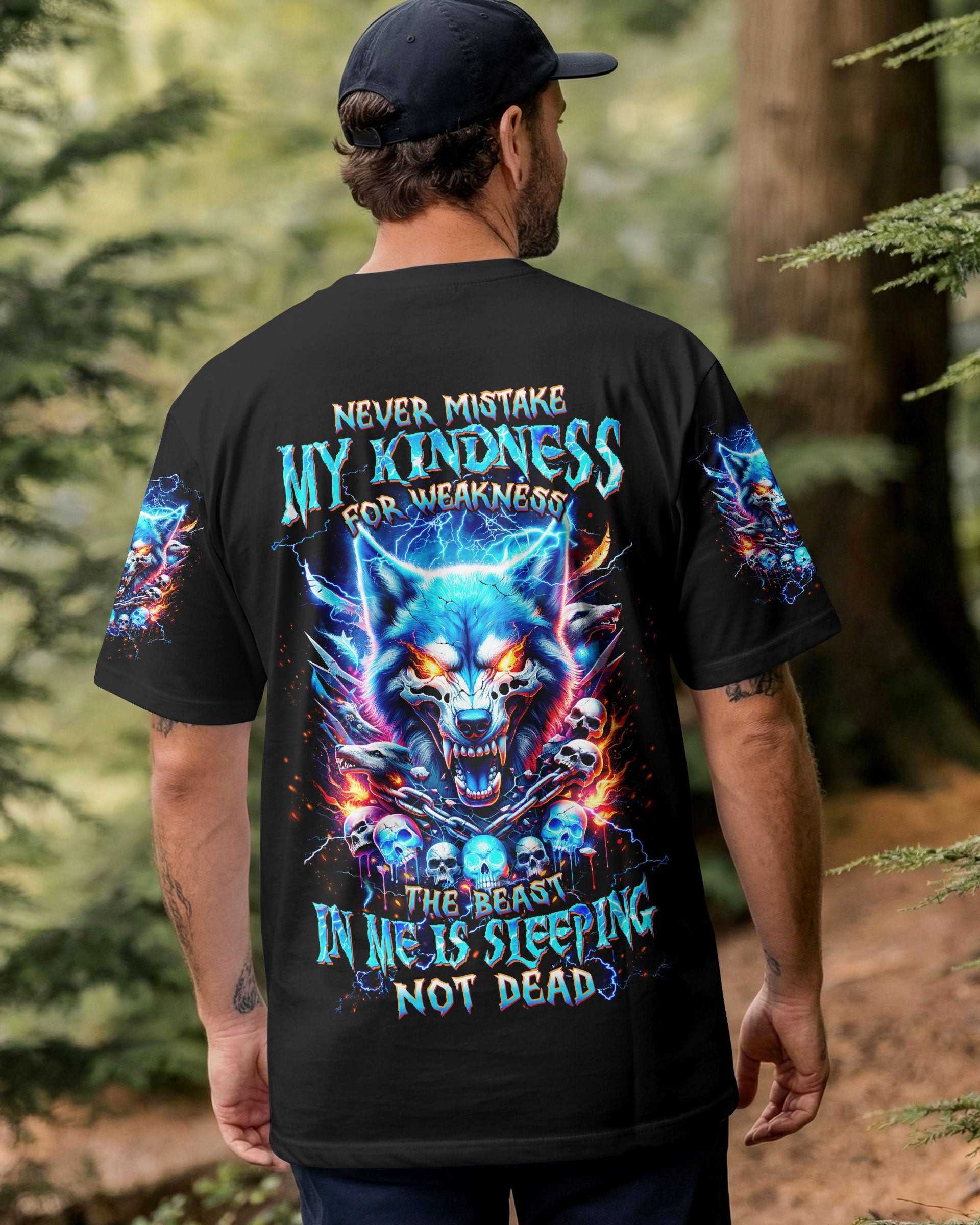 NEVER MISTAKE MY KINDNESS WOLF SKULL ALL OVER PRINT - TLTW1704263