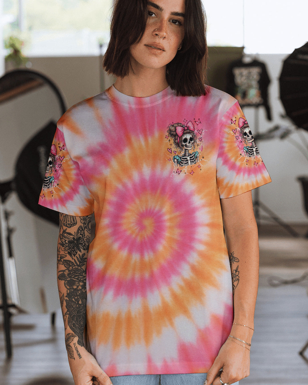 CUTE AS HELL MESSY BUN SKULL ALL OVER PRINT - TLNT1401262
