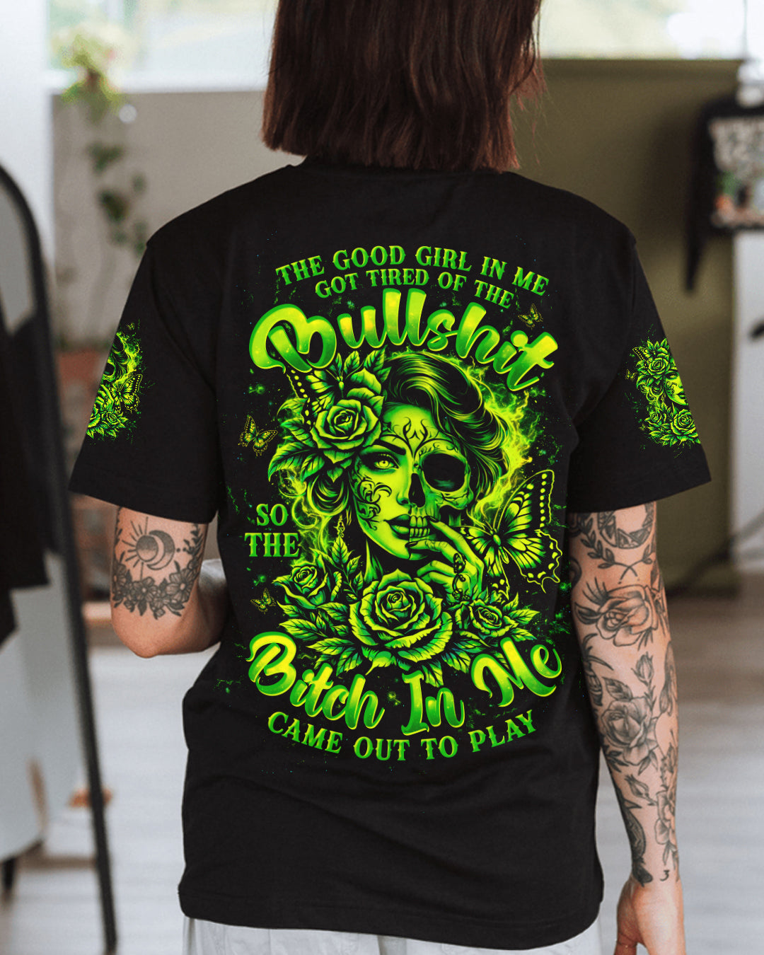 THE GOOD GIRL IN ME SKULL HALF FACE ALL OVER PRINT - TLTW0903262