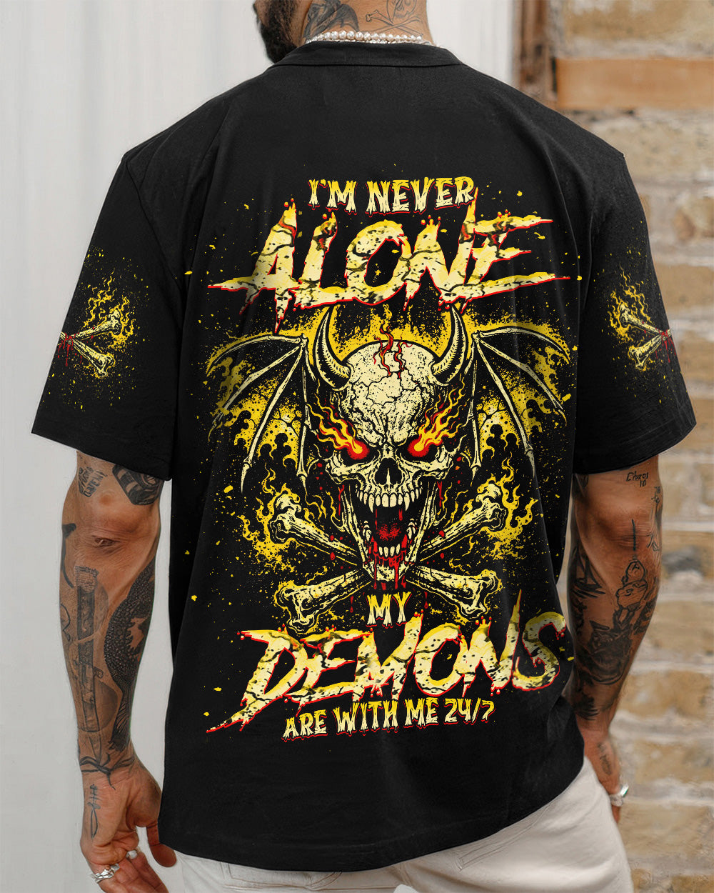 I'M NEVER ALONE MY DEMONS ARE WITH ME 24/7 ALL OVER PRINT - TLNT2503261