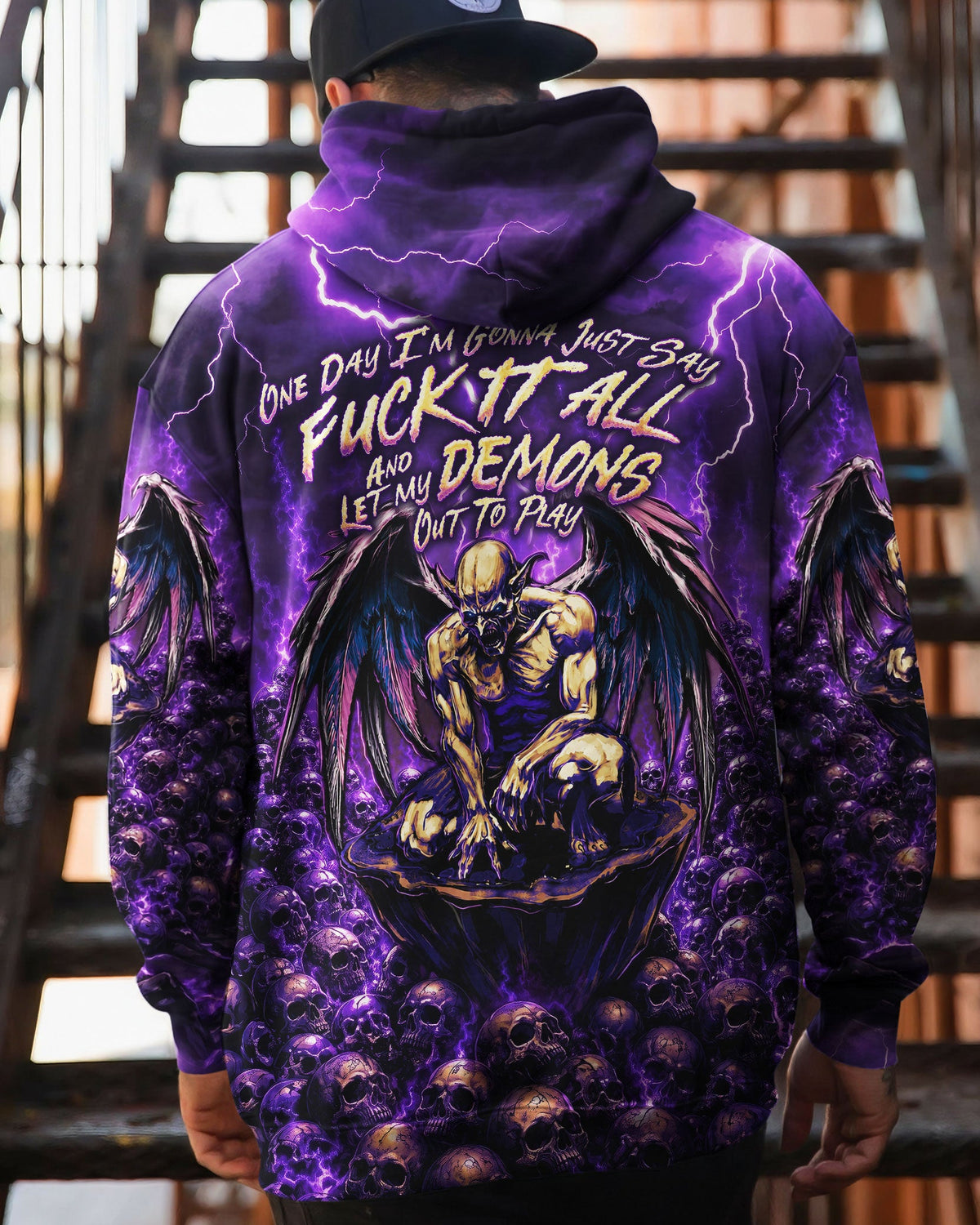 ONE DAY I'M GONNA JUST SAY DEMON SKULL WINGS ALL OVER PRINT - TLNO2005261
