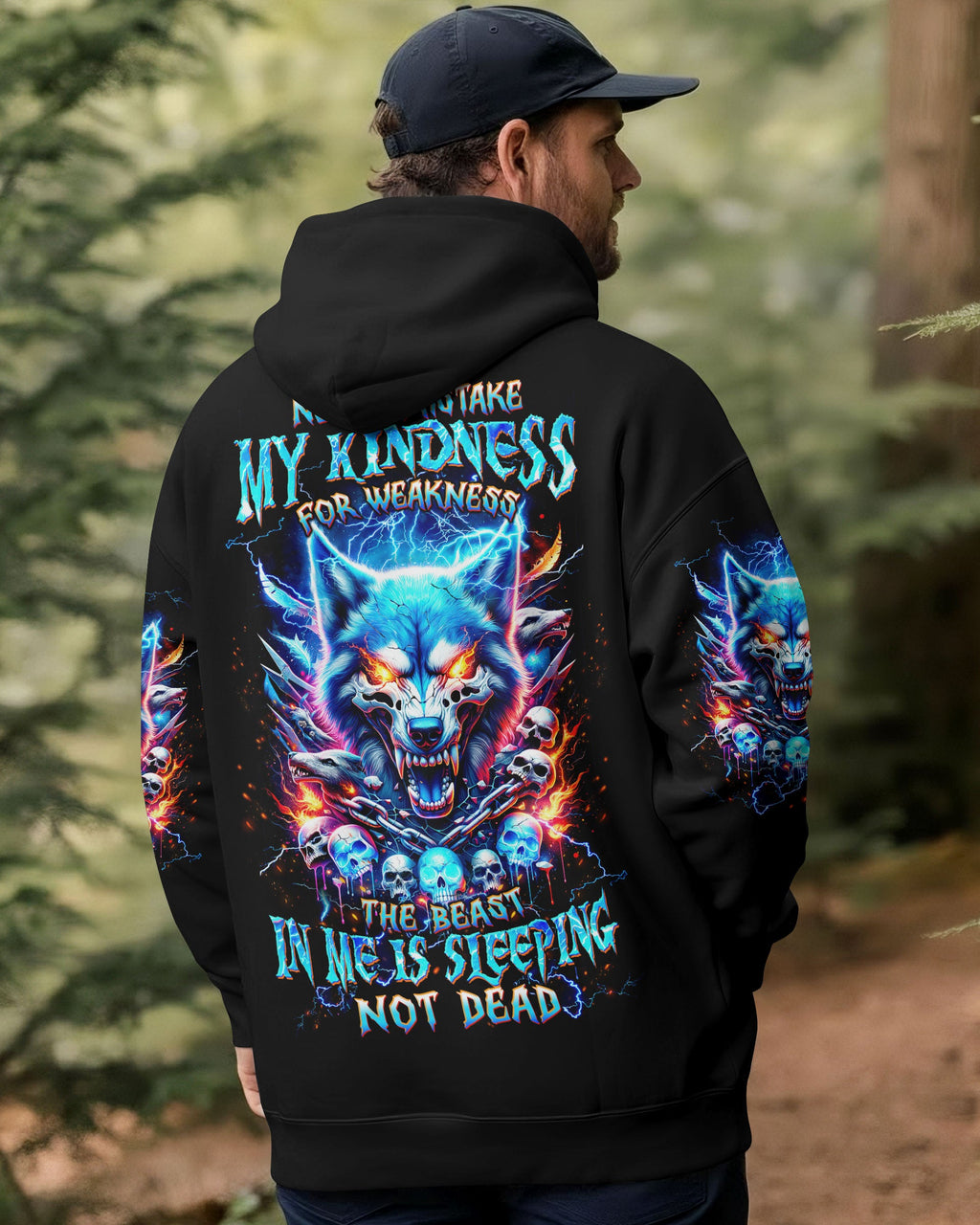 NEVER MISTAKE MY KINDNESS WOLF SKULL ALL OVER PRINT - TLTW1704263