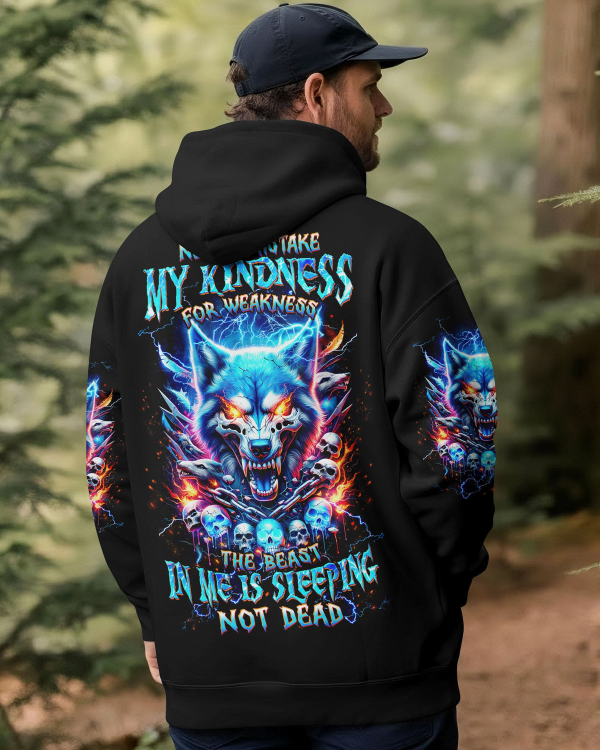 NEVER MISTAKE MY KINDNESS WOLF SKULL ALL OVER PRINT - TLTW1704263