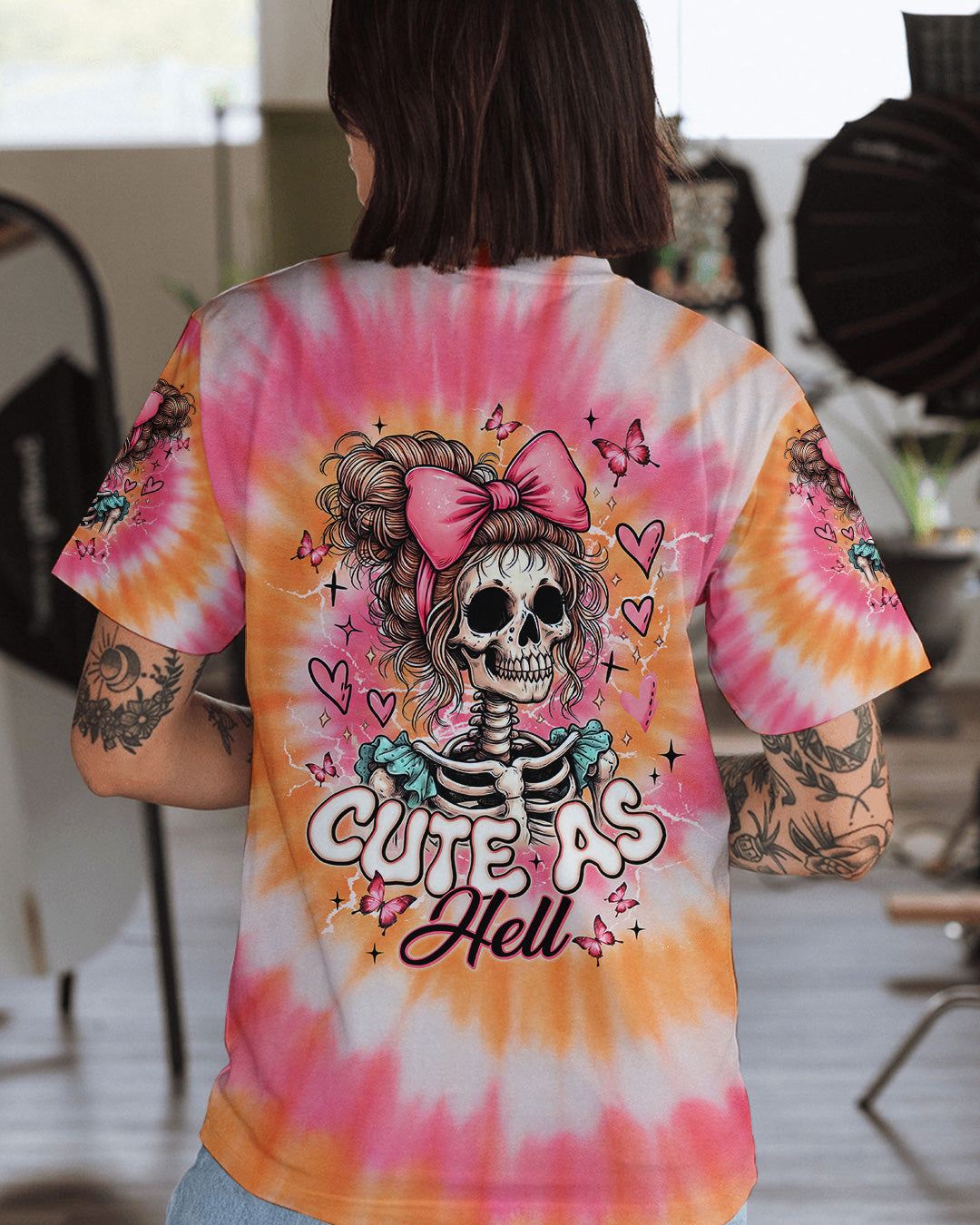 CUTE AS HELL MESSY BUN SKULL ALL OVER PRINT - TLNT1401262