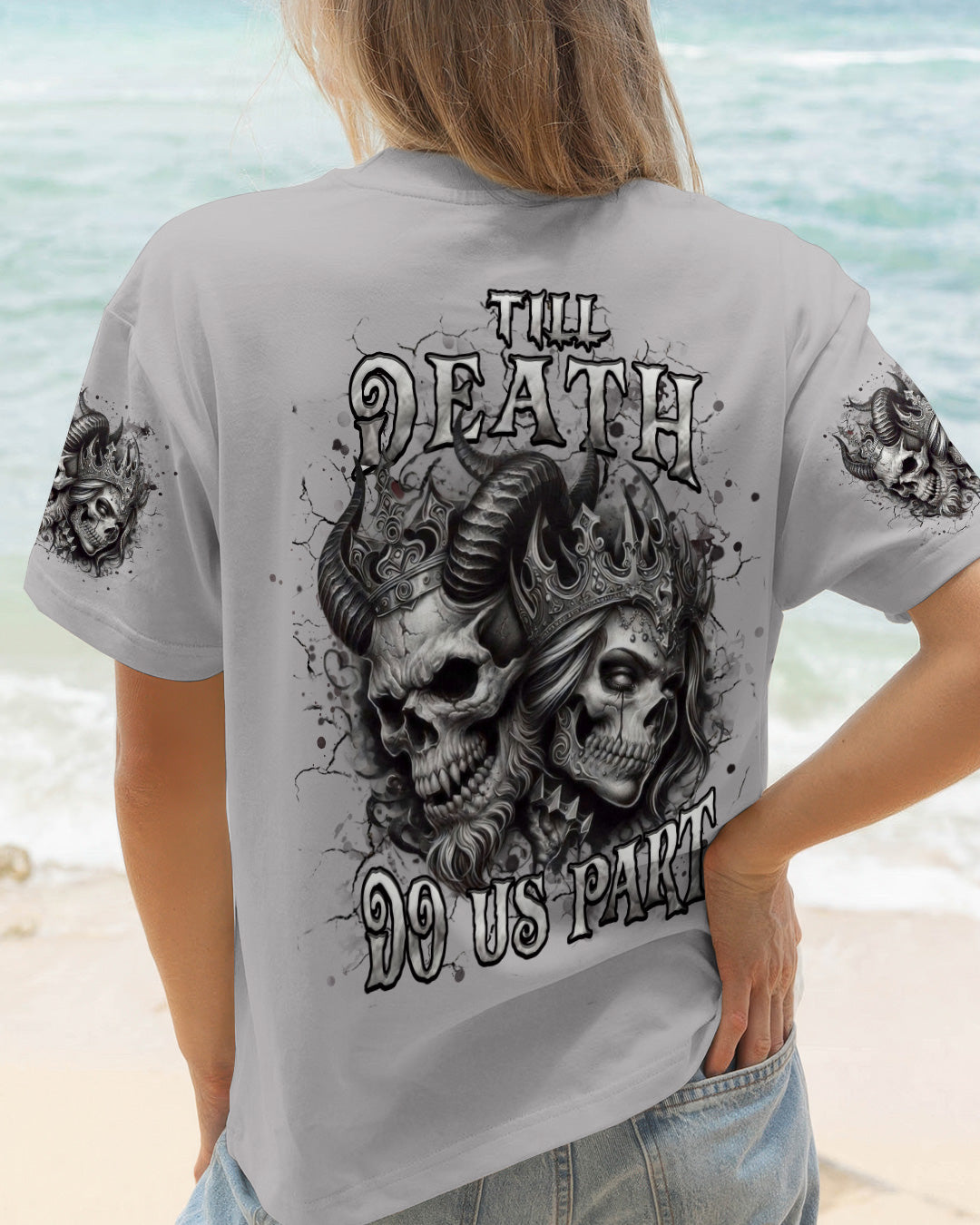 TILL DEATH DO US PART COUPLE SKULL ALL OVER PRINT - TLHN0403261