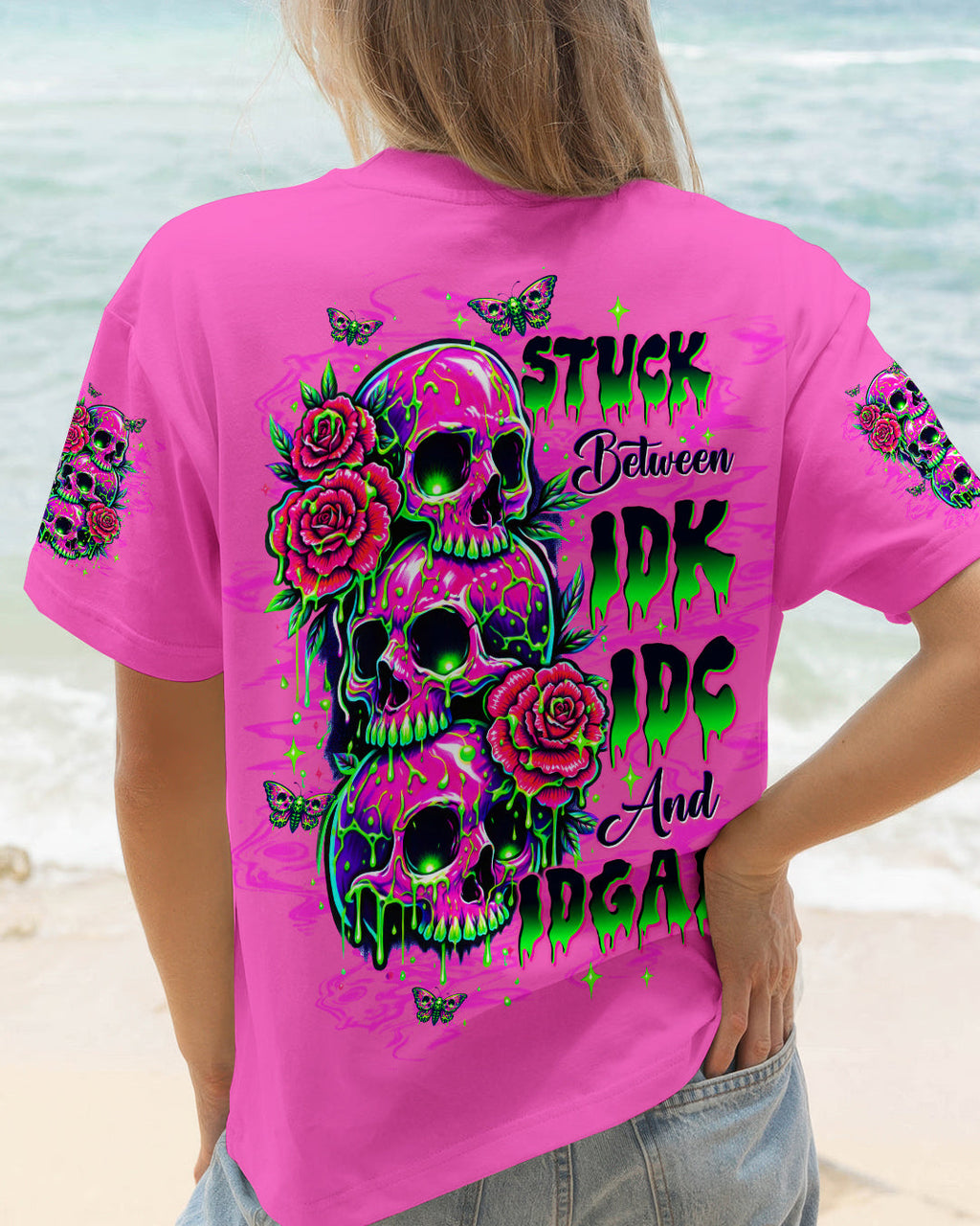 STUCK BETWEEN IDK IDC AND IDGAF SKULL ALL OVER PRINT -  TLTW0303261