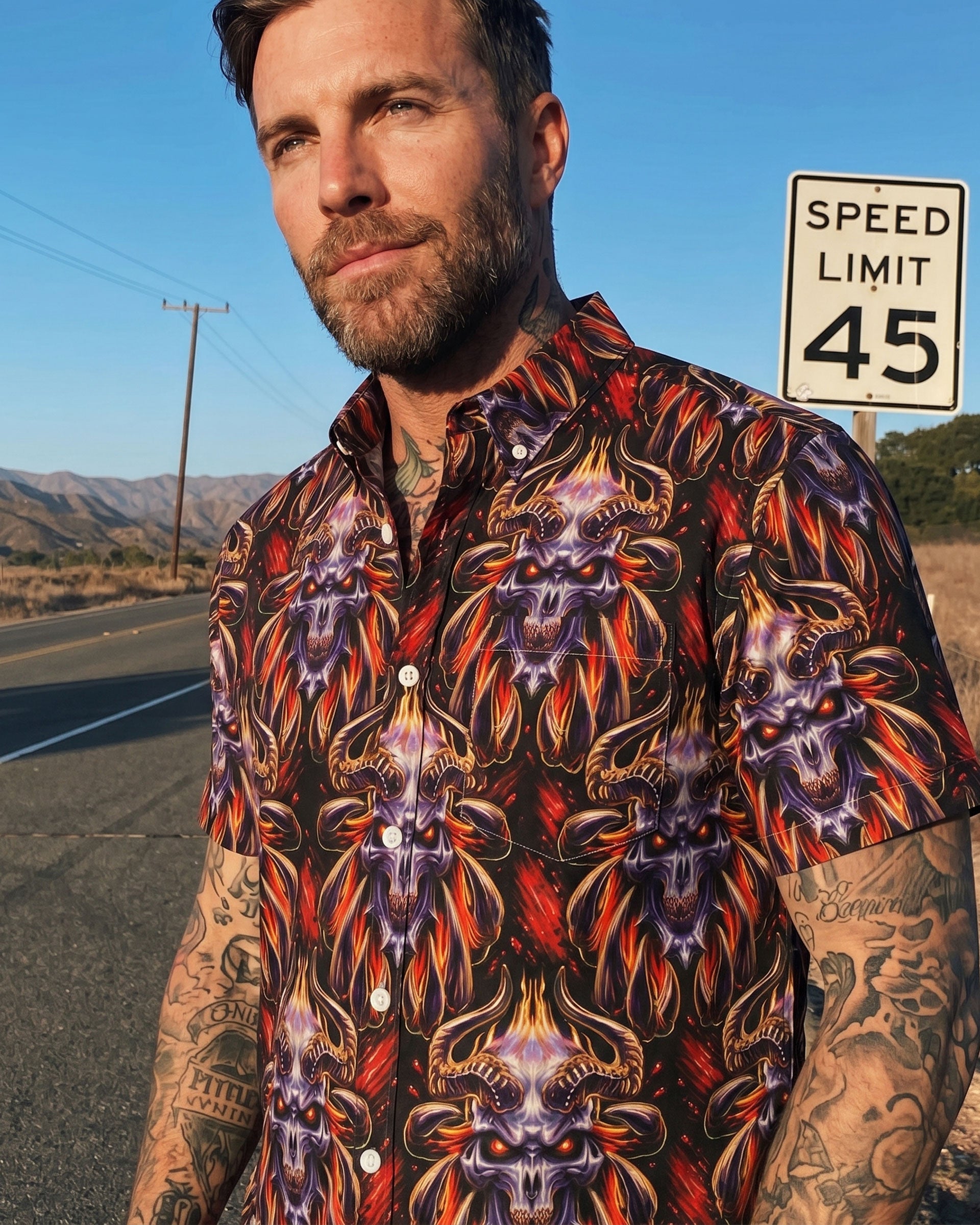 DARK GOTHIC SKULL DEMON COLLAR SHIRT  - TLTW0306264