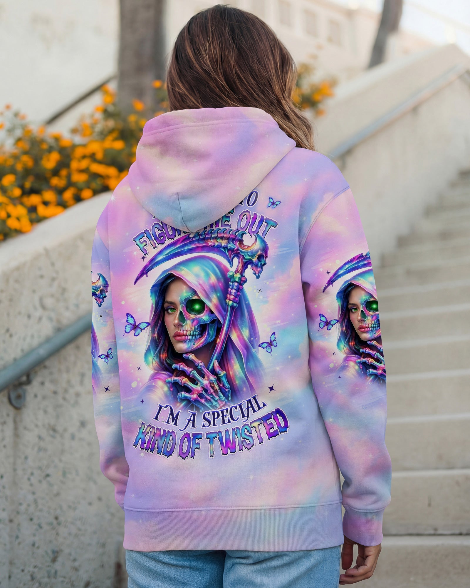 DON'T TRY TO FIGURE ME OUT SKULL LADY ALL OVER PRINT - TLHN0603262