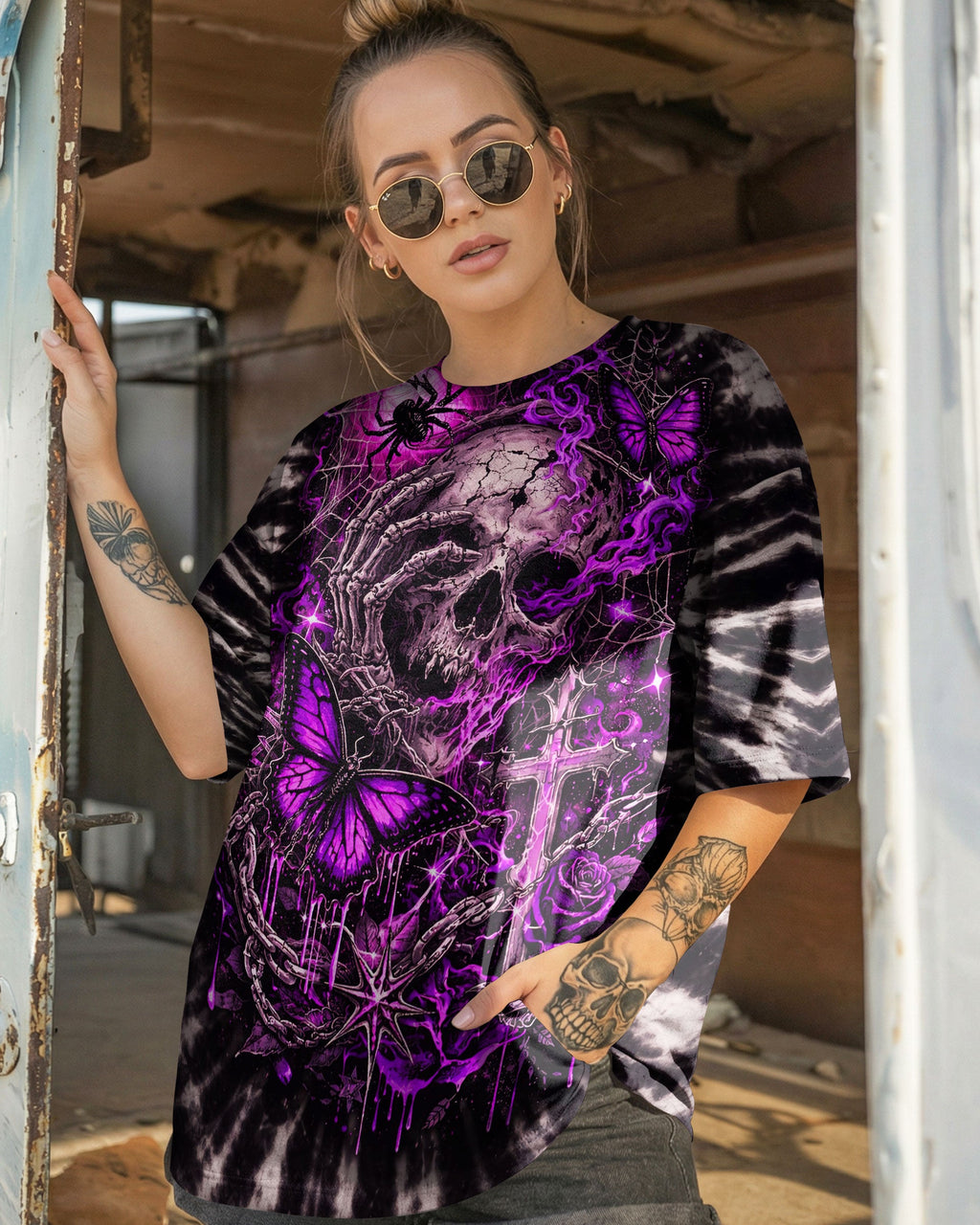 SKULL BUTTERFLY SWIRL  ALL OVER PRINT - TLNT0104261
