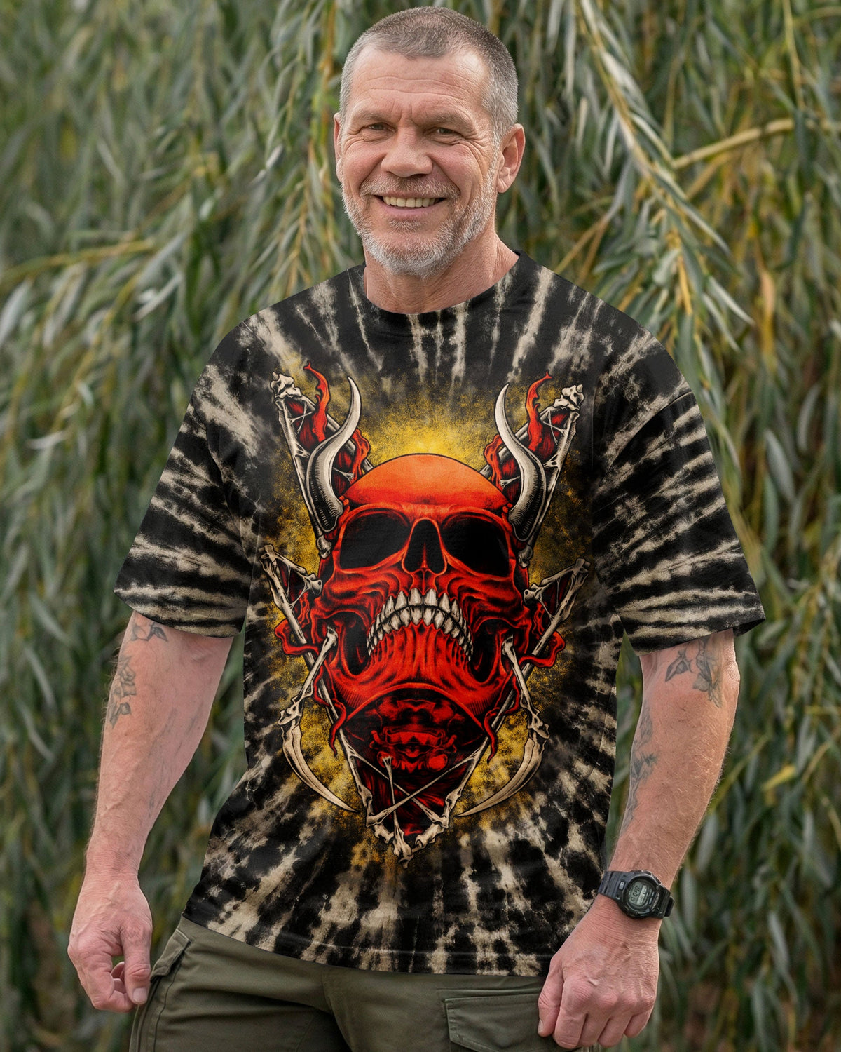 RED DEMON SKULL SWIRL ALL OVER PRINT  - TLTW0704261