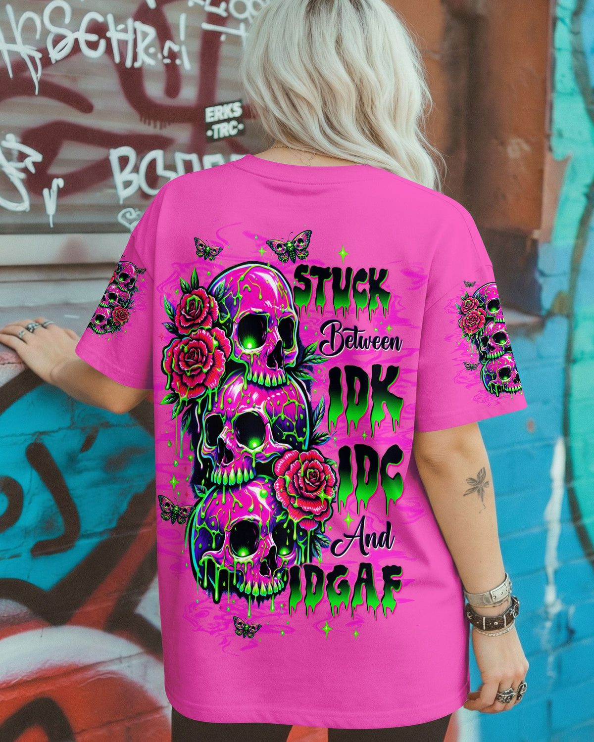 STUCK BETWEEN IDK IDC AND IDGAF SKULL ALL OVER PRINT -  TLTW0303261