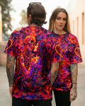SKELETON COUPLE NEON ORANGE SWIRL ALL OVER PRINT - TLTW1001261