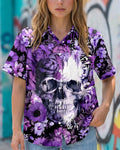 PURPLE BLOSSOM SKULL COLLAR SHIRT - TYPQ0806262
