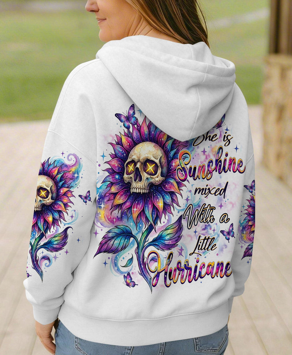 SHE IS SUNSHINE SKULL SUNFLOWERS ALL OVER PRINT  - TLHN1704263