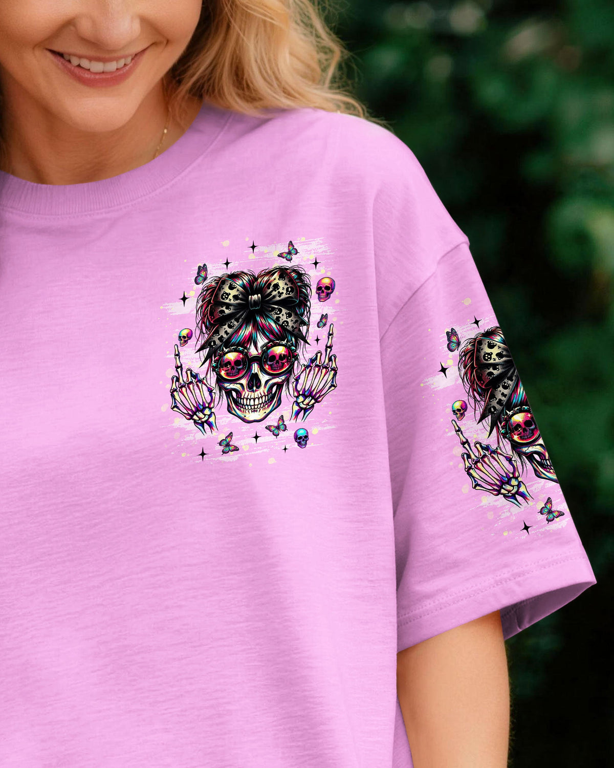 YOU DON'T LIKE ME MESSY BUN SKULL  ALL OVER PRINT  - TLNT1004261