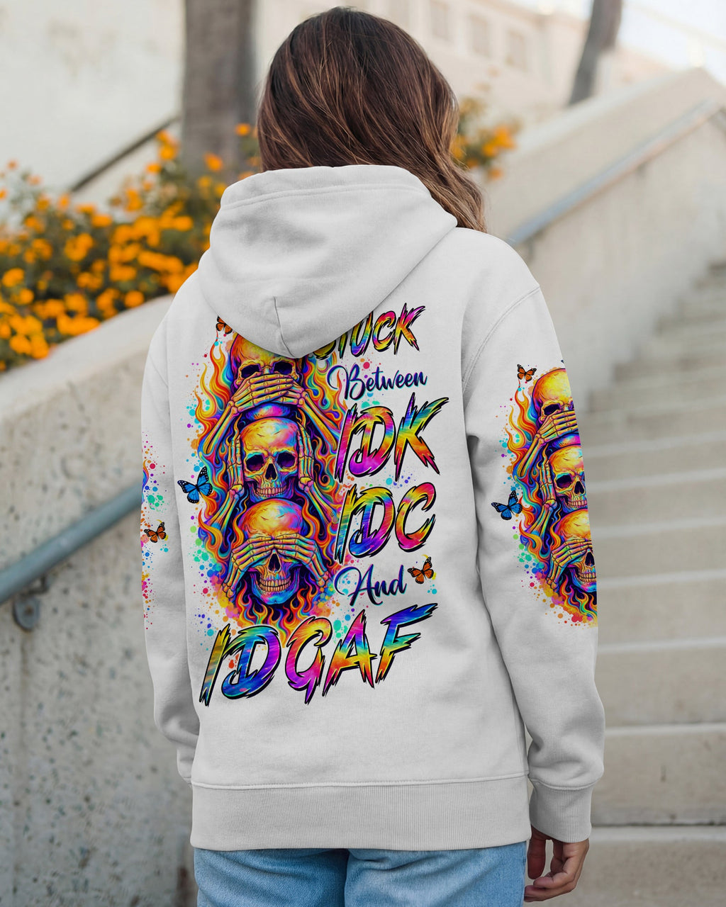 STUCK BETWEEN IDK IDC AND IDGAF SKULL ALL OVER PRINT   - TLTW3003262