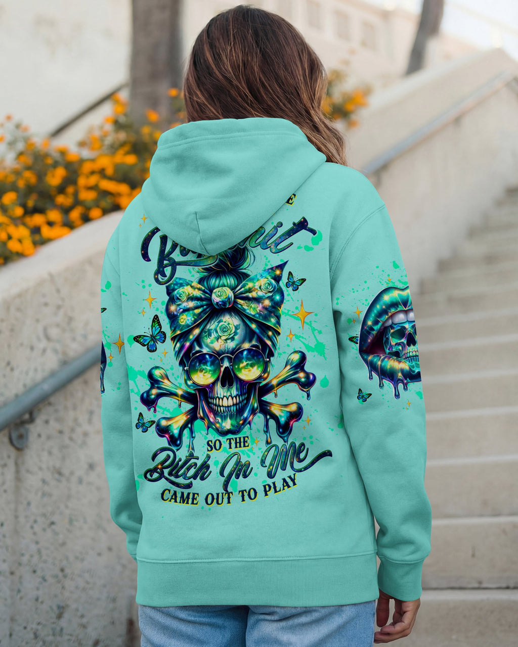 THE GOOD GIRL IN ME MESSY BUN SKULL  ALL OVER PRINT -  TLTW0303263