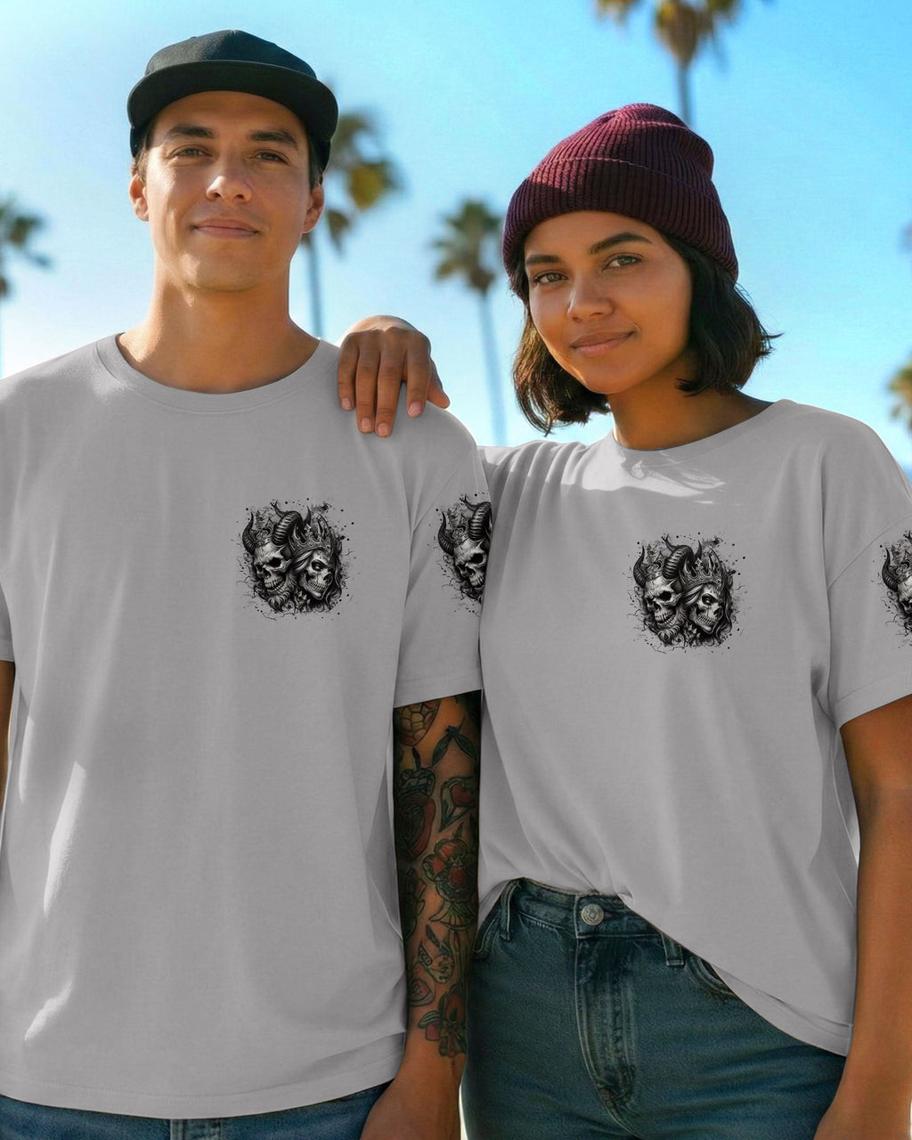 TILL DEATH DO US PART COUPLE SKULL ALL OVER PRINT - TLHN0403261