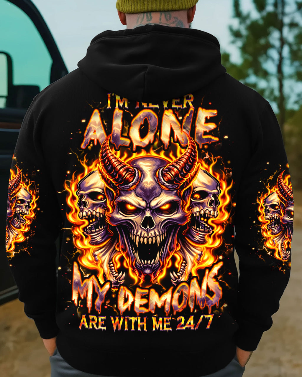 I'M NEVER ALONE MY DEMONS ARE WITH ME 24/7 ALL OVER PRINT  - TLHN1103263