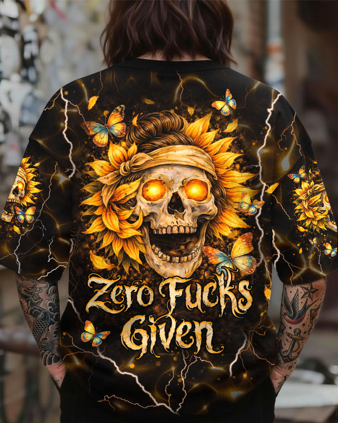 ZERO F GIVEN SUNFLOWER MESSY BUN SKULL ALL OVER PRINT  - TLHN1003262