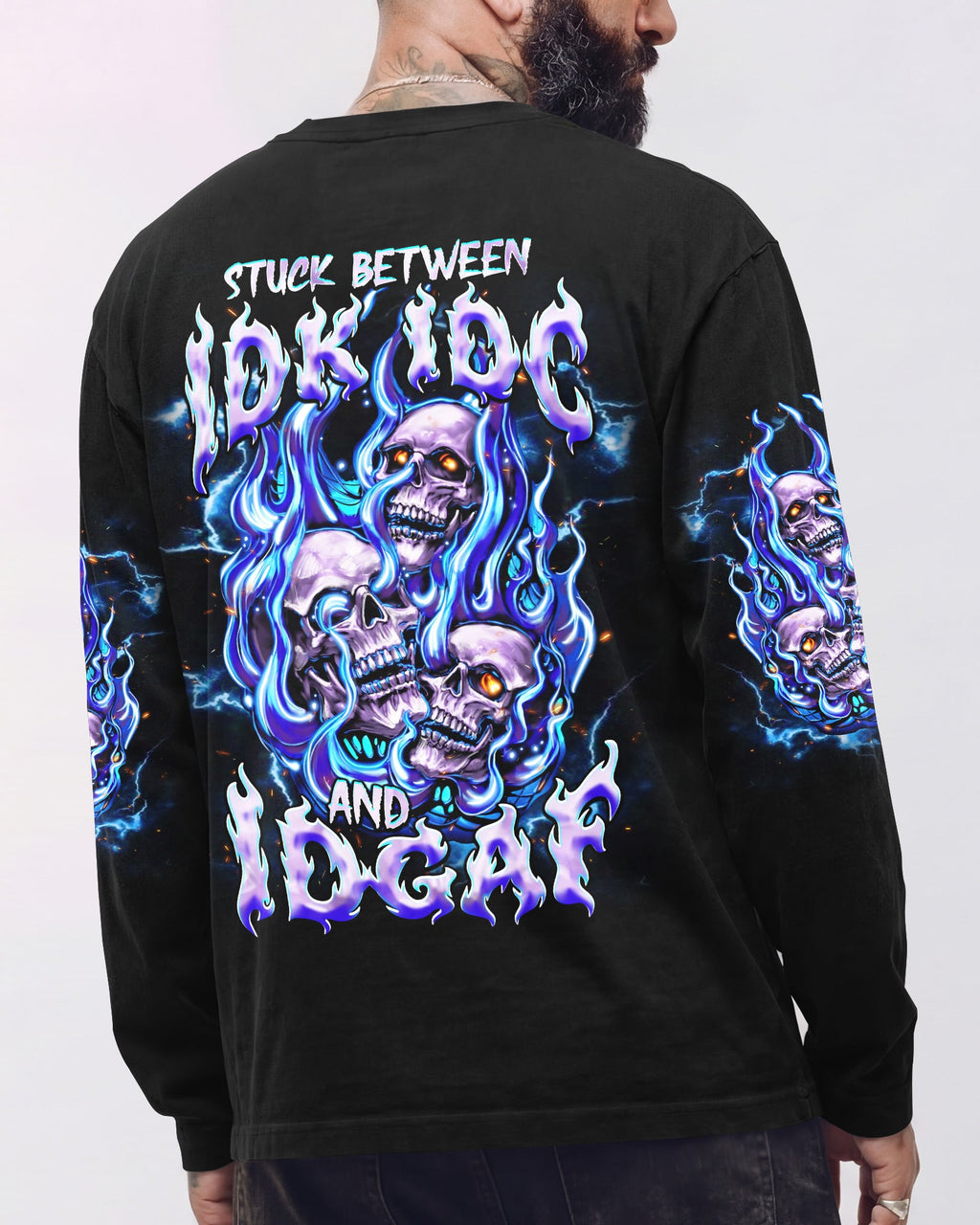 STUCK BETWEEN IDK IDC AND IDGAF SKULL ALL OVER PRINT - TLNT2105262