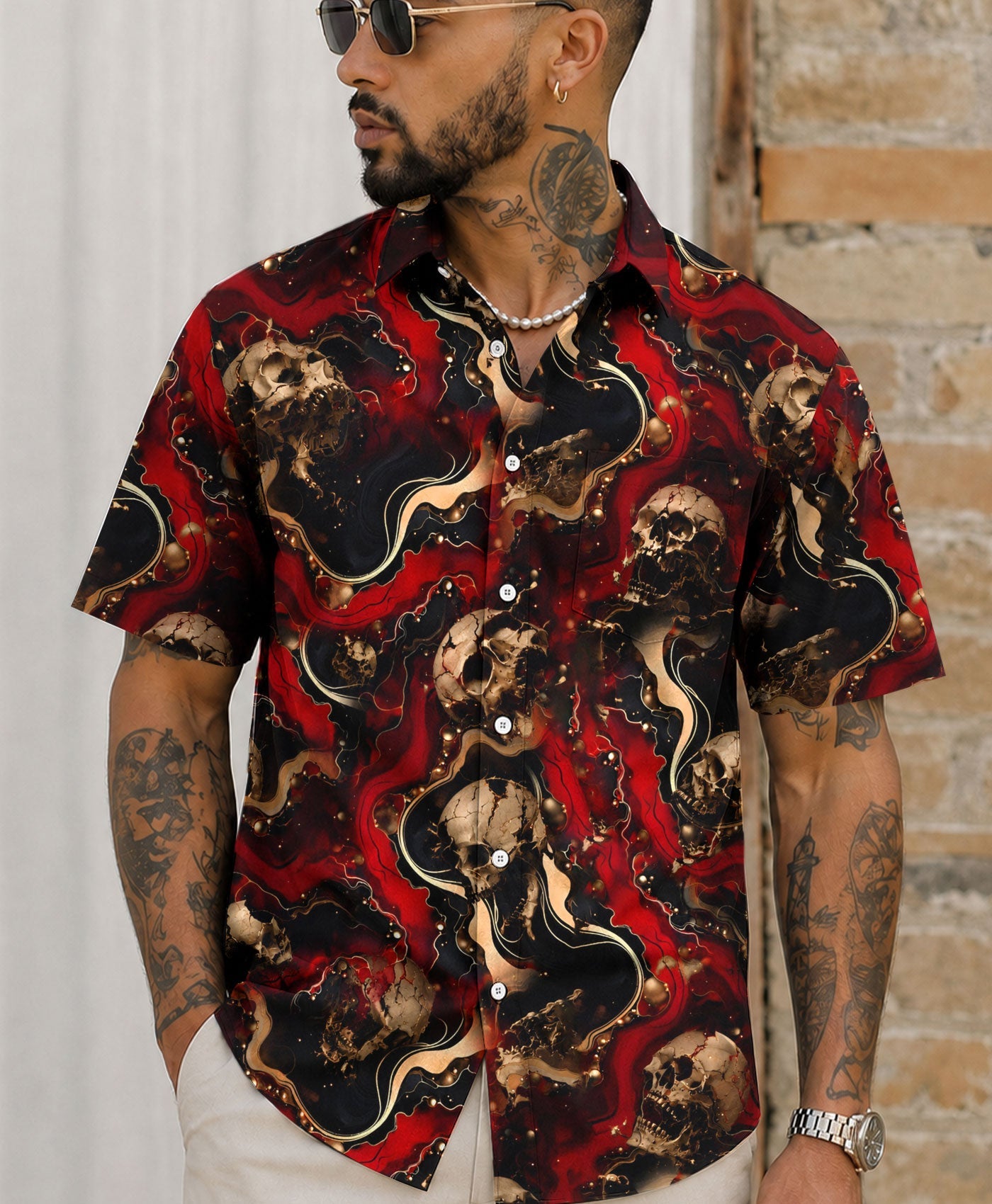GOTHIC SKULL COLLAR SHIRT - TLHN0406261