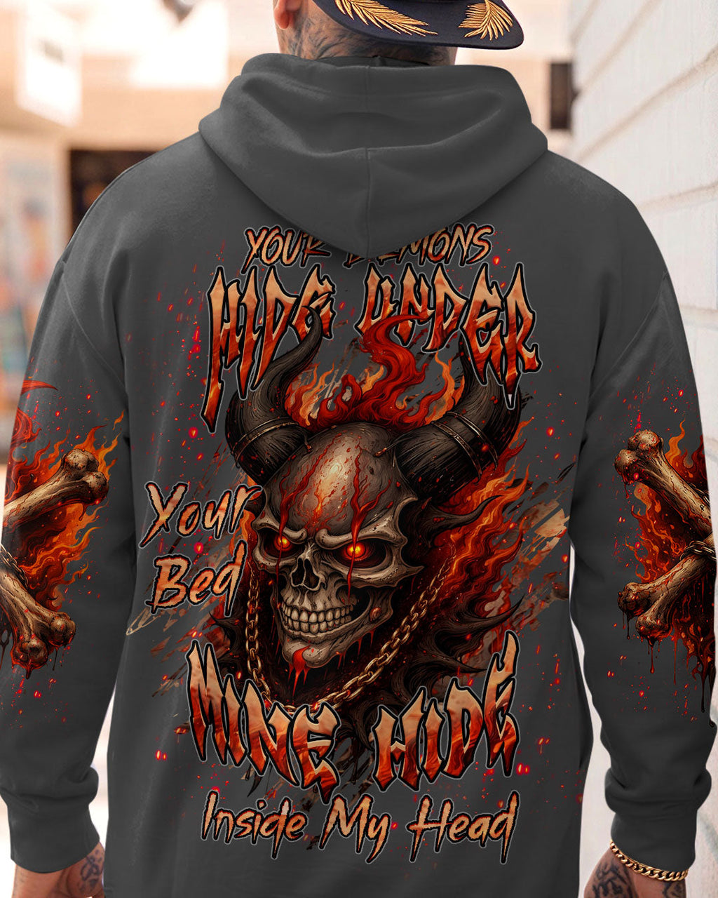 YOUR DEMONS HIDE UNDER YOUR BED SKULL DEMON ALL OVER PRINT - TLHN0804263