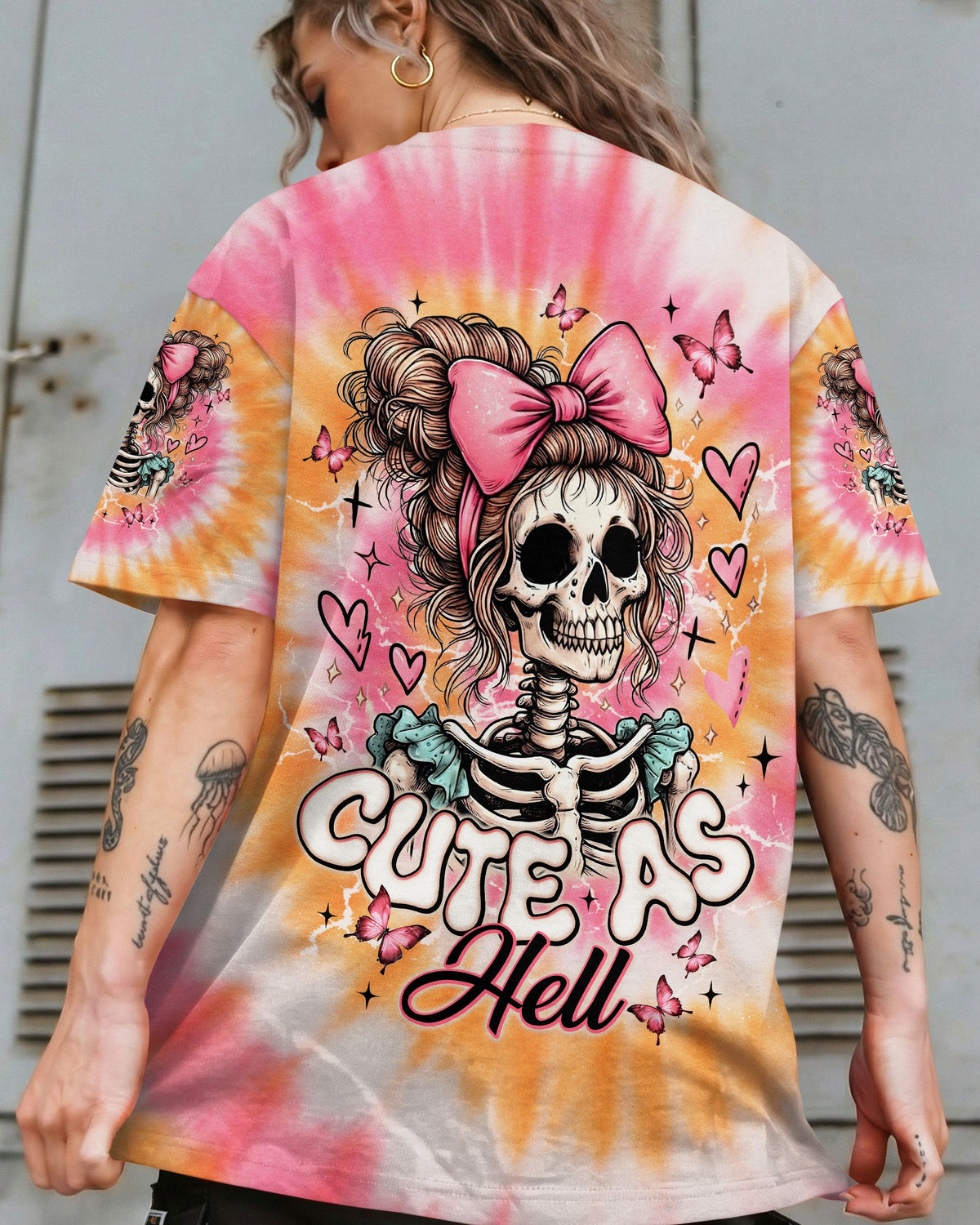 CUTE AS HELL MESSY BUN SKULL ALL OVER PRINT - TLNT1401262