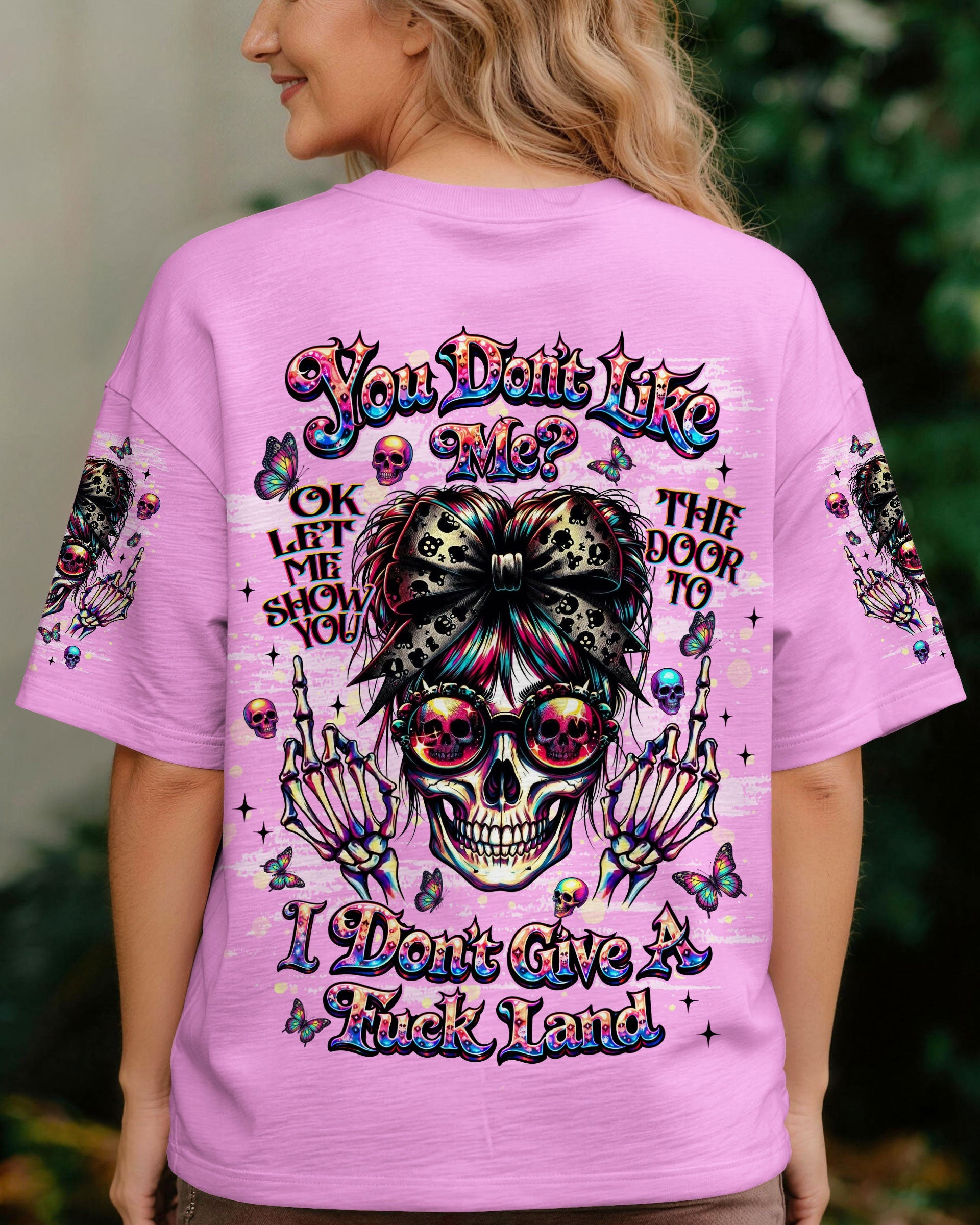 YOU DON'T LIKE ME MESSY BUN SKULL  ALL OVER PRINT  - TLNT1004261