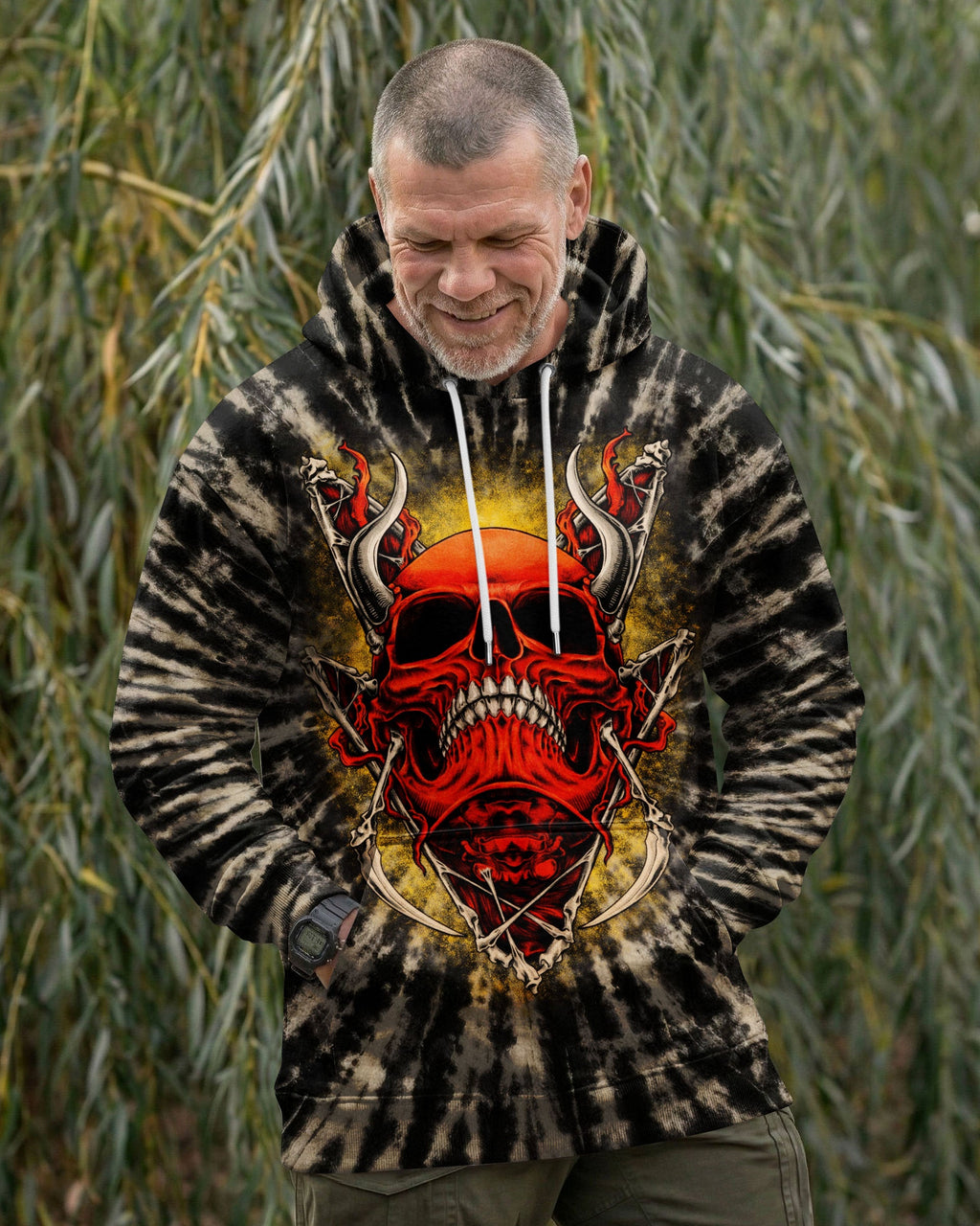 RED DEMON SKULL SWIRL ALL OVER PRINT  - TLTW0704261