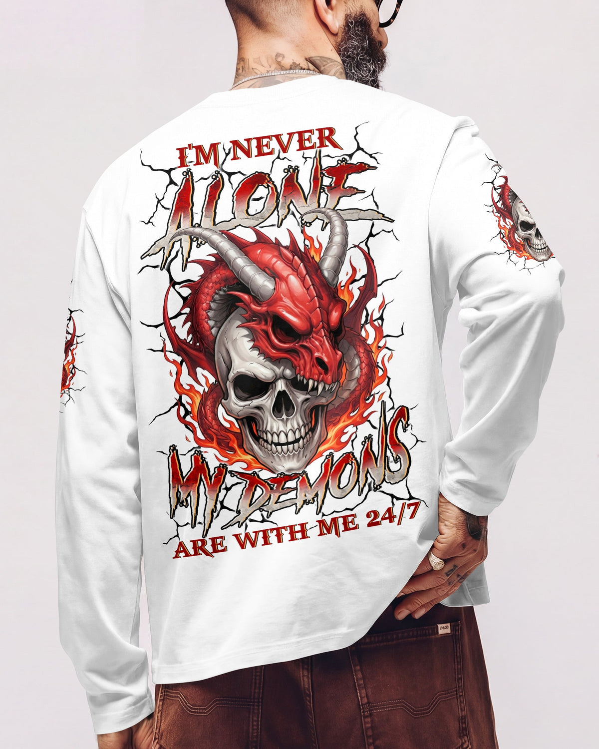 I'M NEVER ALONE MY DEMONS ARE WITH ME 24/7 DRAGON ALL OVER PRINT - TYLN1404261