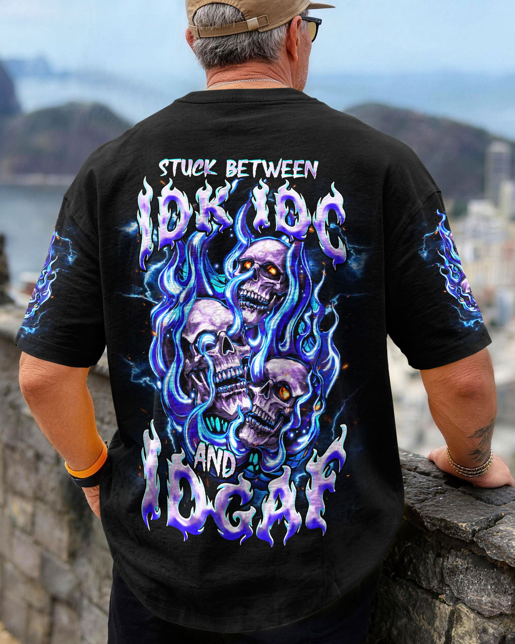 STUCK BETWEEN IDK IDC AND IDGAF SKULL ALL OVER PRINT - TLNT2105262