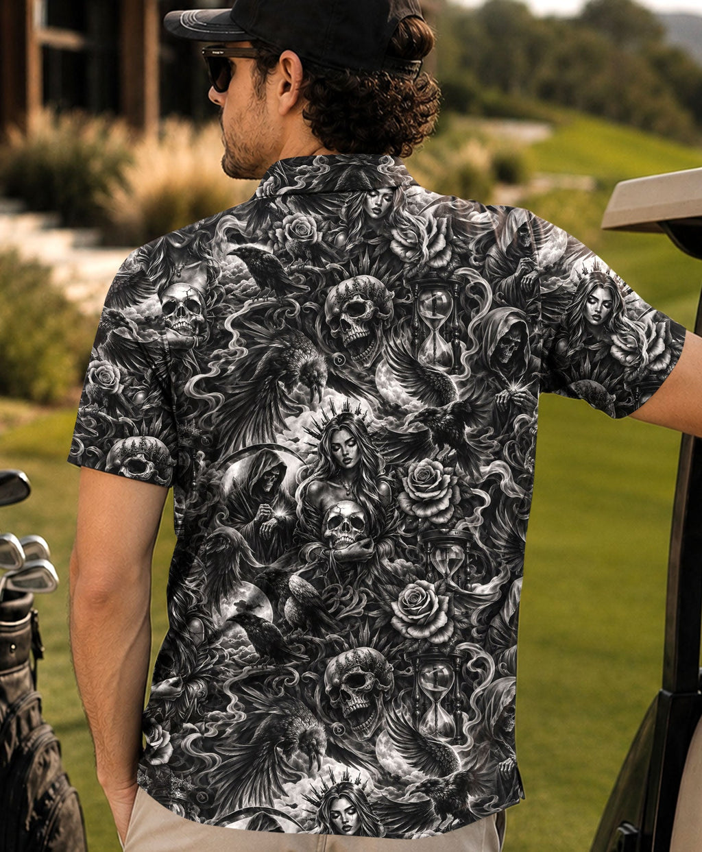 GOTHIC SKULL LADY ROSE  POLO  SHIRT  - TLHN0406263