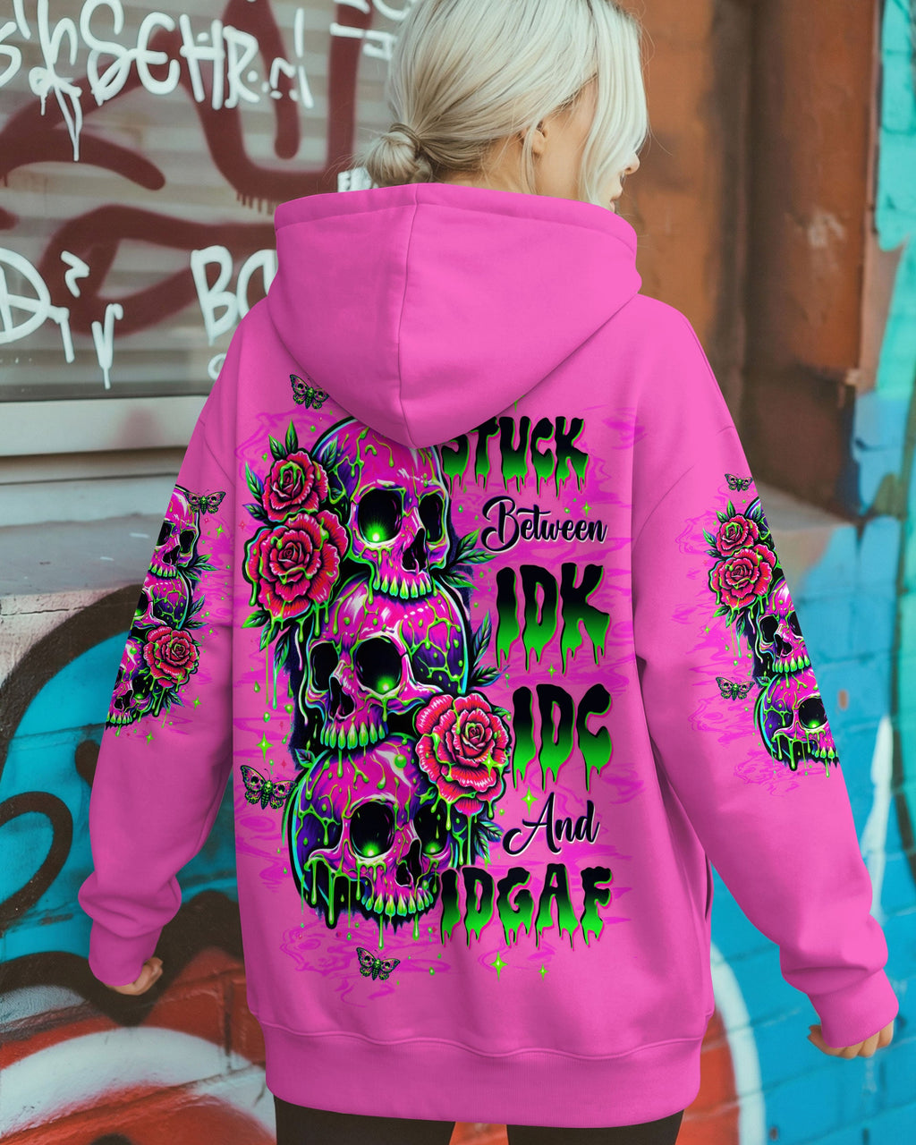 STUCK BETWEEN IDK IDC AND IDGAF SKULL ALL OVER PRINT -  TLTW0303261