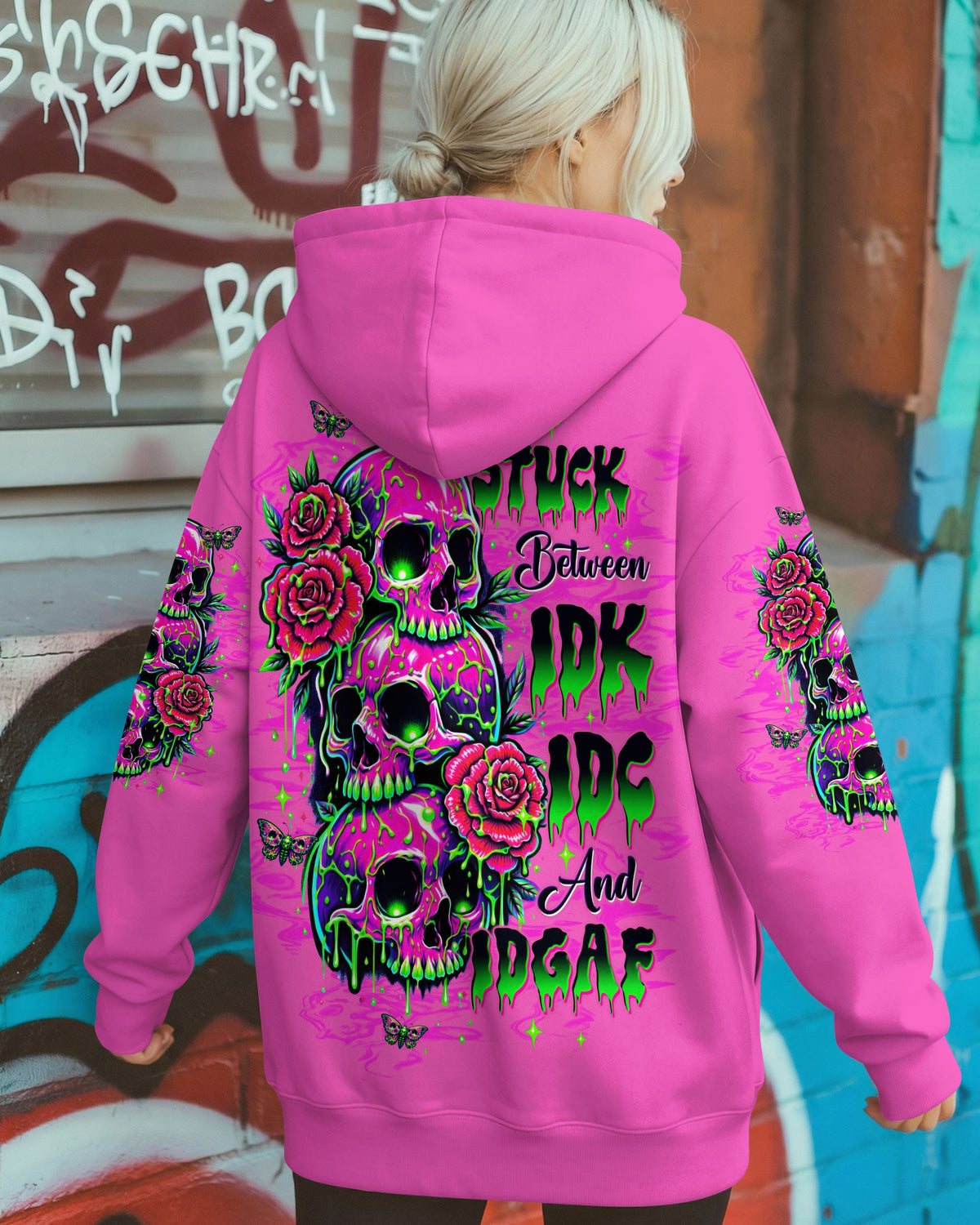 STUCK BETWEEN IDK IDC AND IDGAF SKULL ALL OVER PRINT -  TLTW0303261