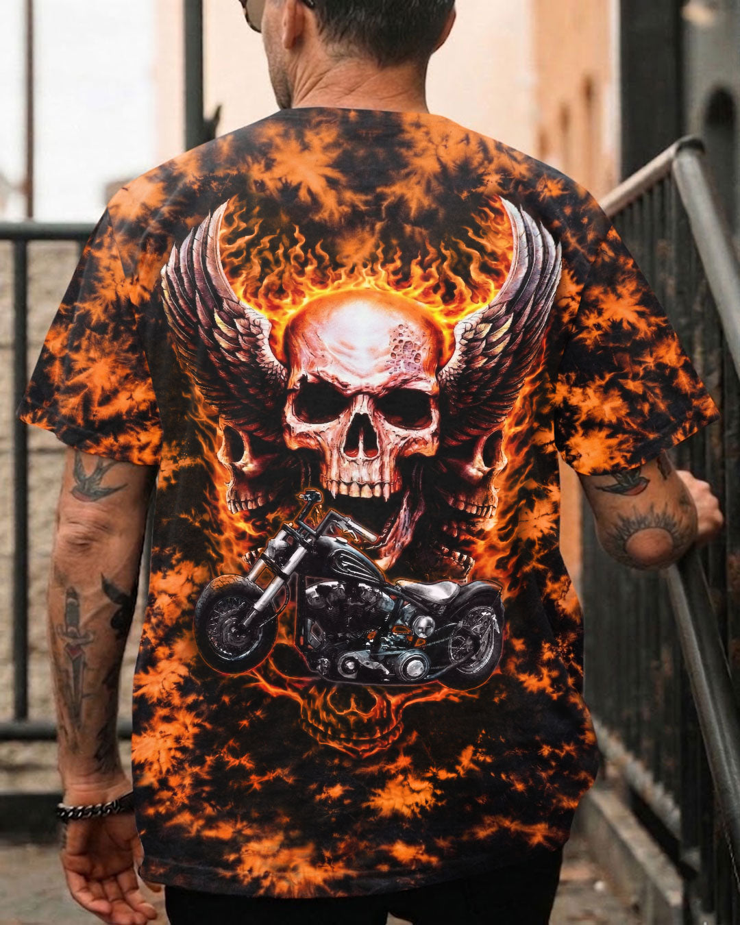 SKULL BIKER FIRE ALL OVER PRINT  - TLHN0204263