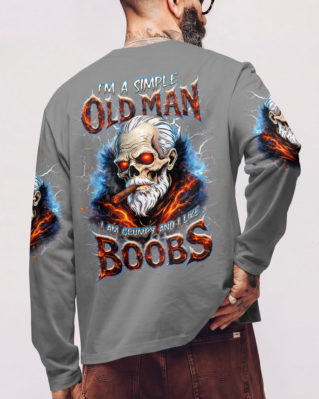 I'M A SIMPLE OLD MAN SKULL ALL OVER PRINT - TLNT1604264