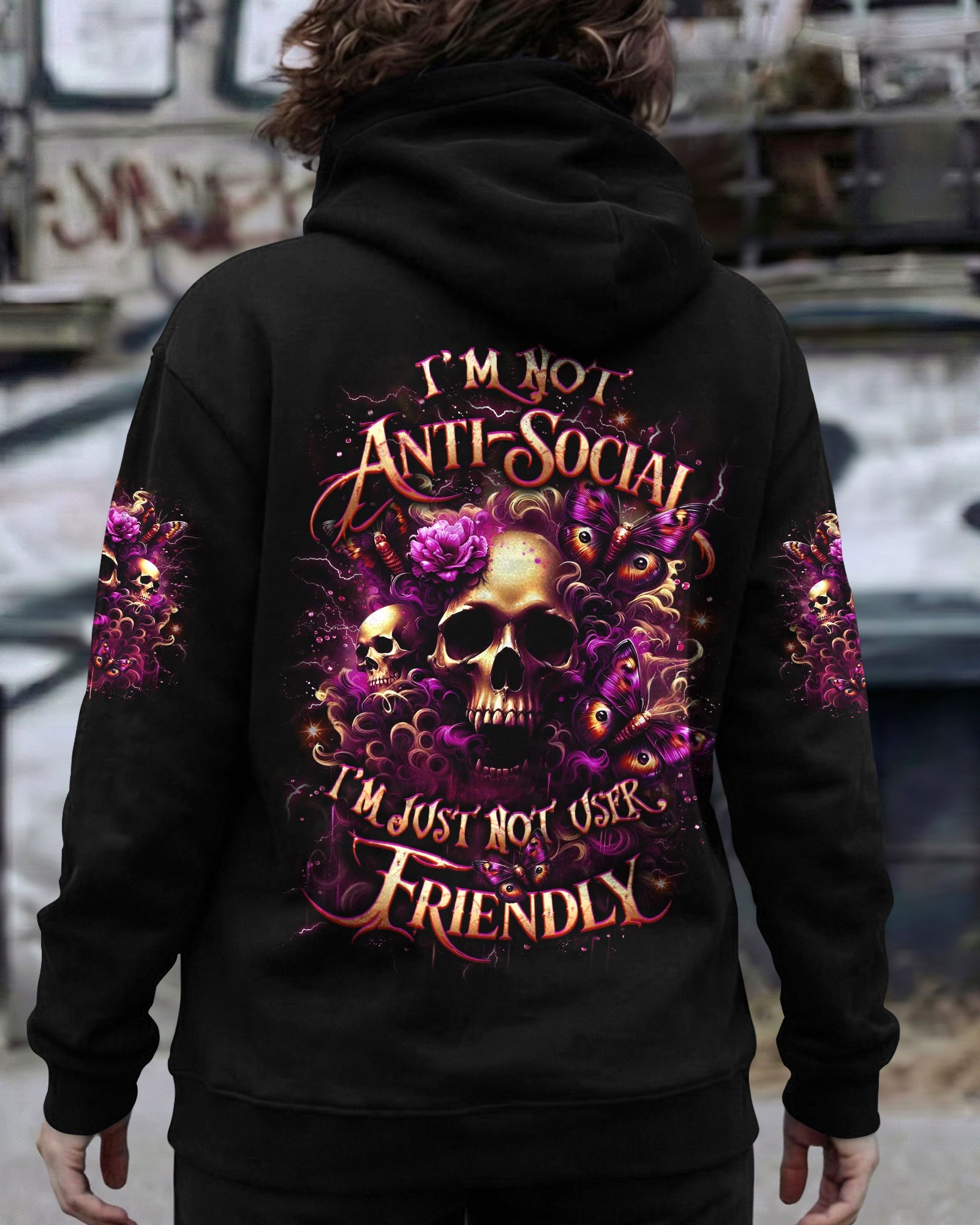 I'M NOT ANTI-SOCIAL SKULL ALL OVER PRINT - YHLT2901261
