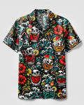 COCKTAIL SKULLS PATTERN CAMP SHIRT - TLHN0107263