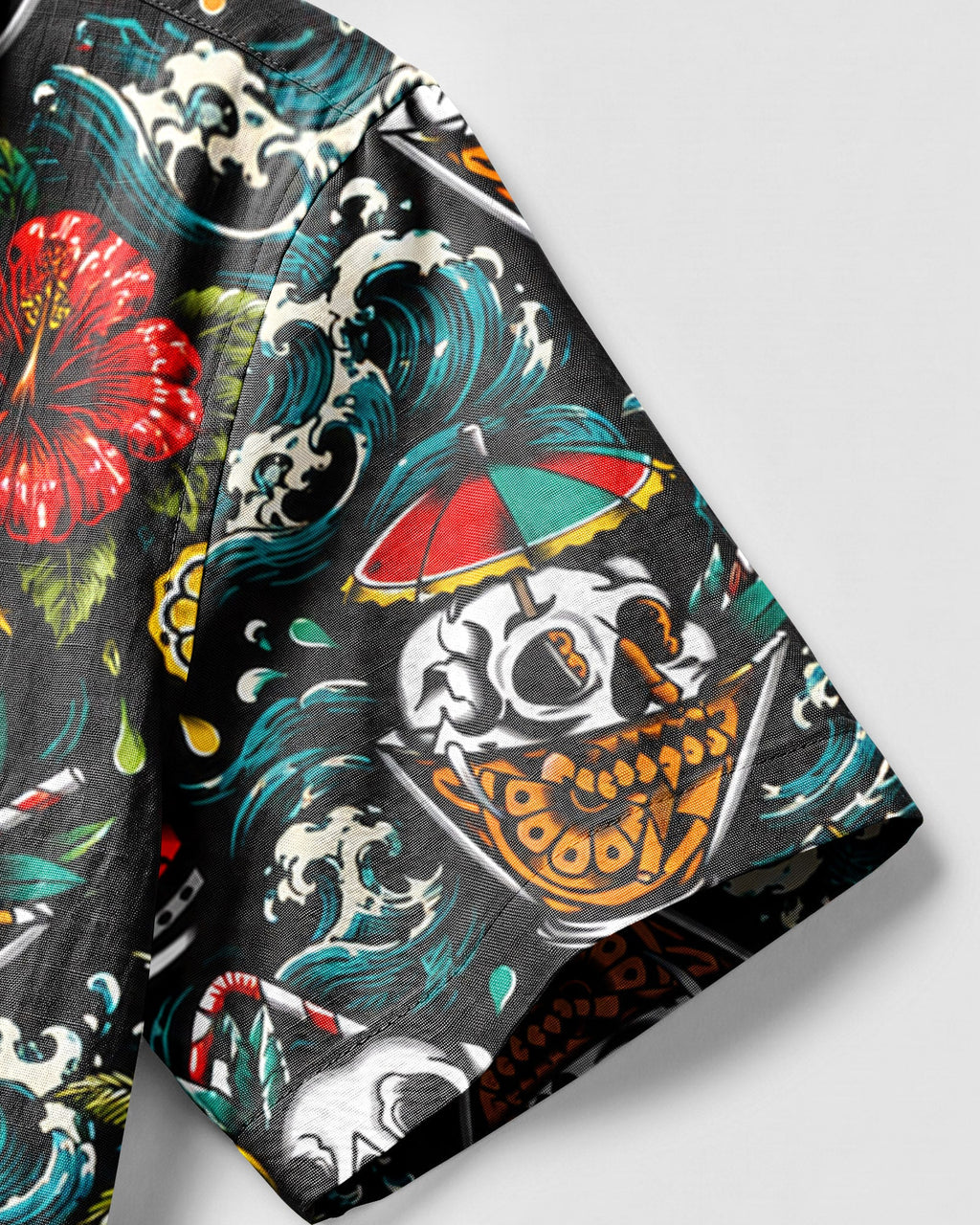COCKTAIL SKULLS PATTERN CAMP SHIRT - TLHN0107263