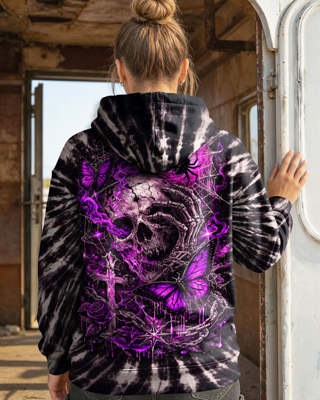 SKULL BUTTERFLY SWIRL  ALL OVER PRINT - TLNT0104261