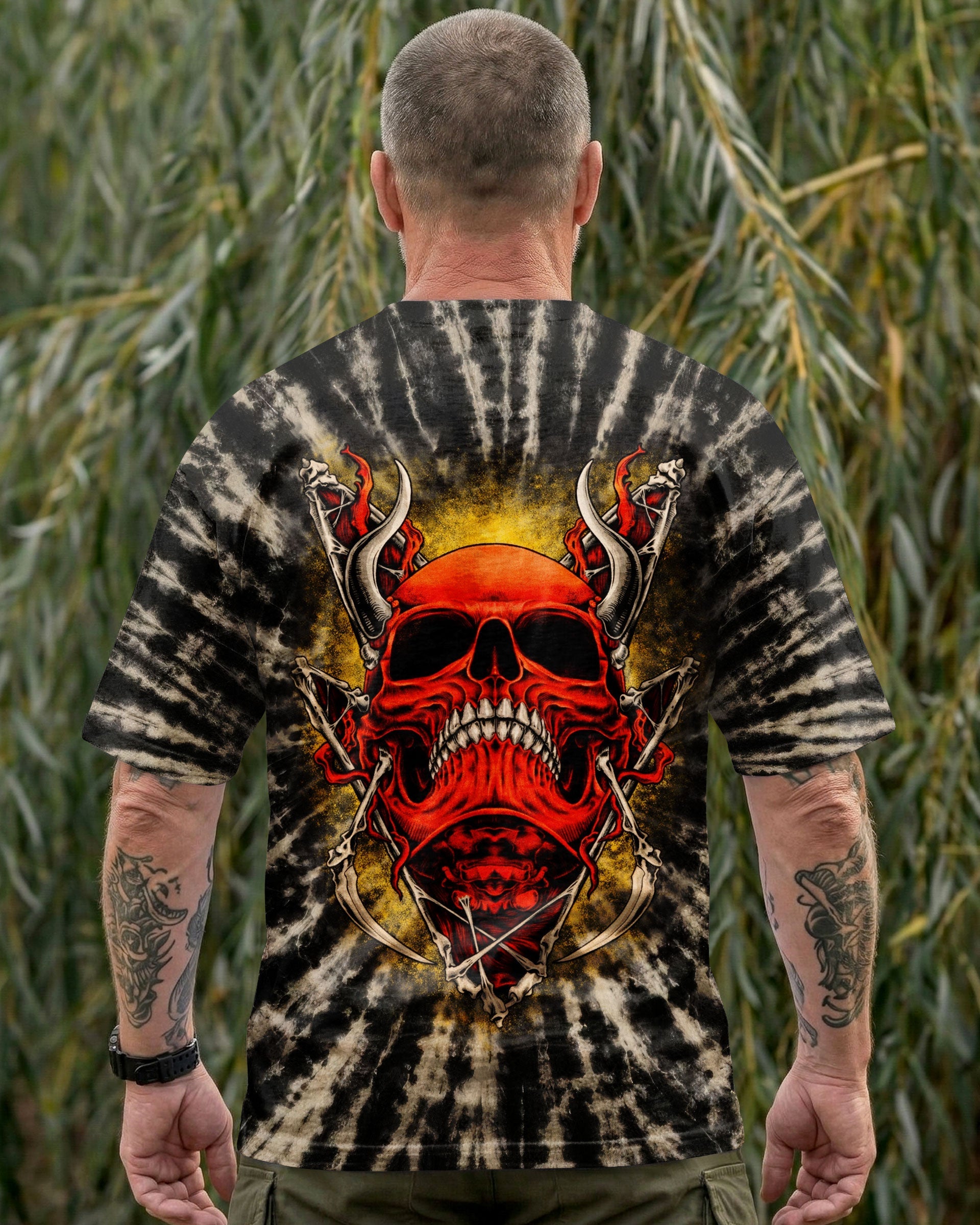 RED DEMON SKULL SWIRL ALL OVER PRINT  - TLTW0704261