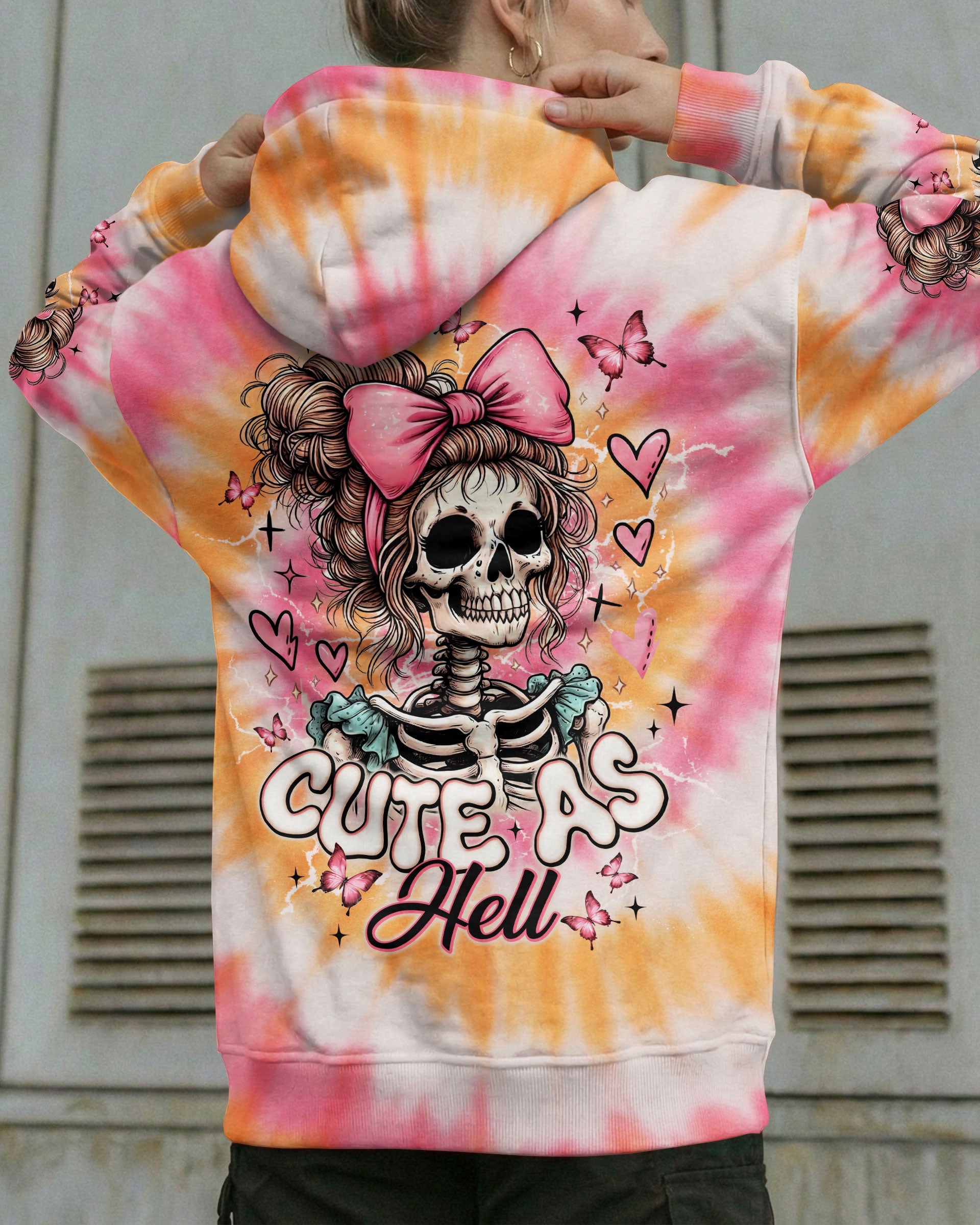 CUTE AS HELL MESSY BUN SKULL ALL OVER PRINT - TLNT1401262