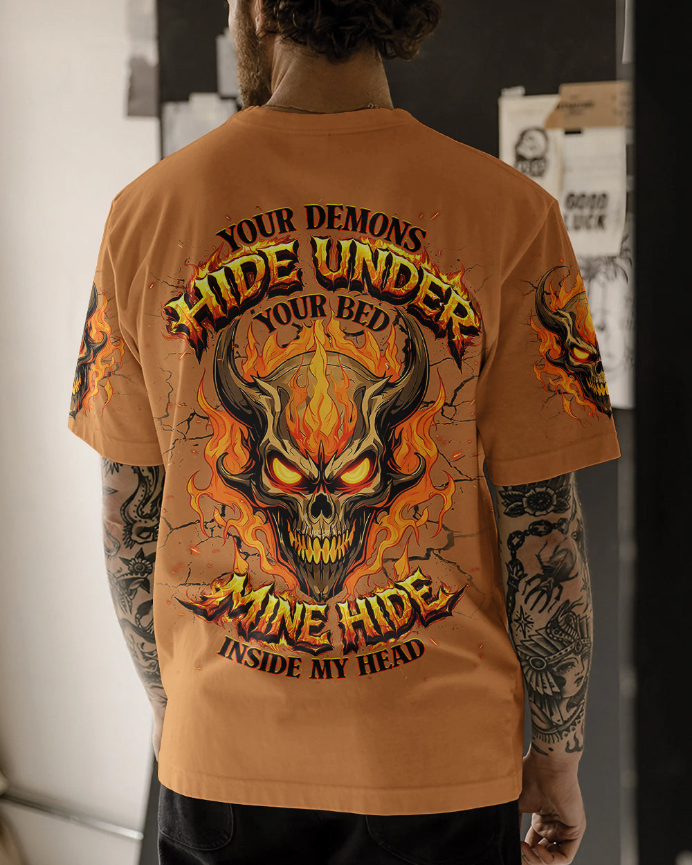 YOUR DEMONS HIDE UNDER YOUR BED SKULL DEMON ALL OVER PRINT - TLNT0603262