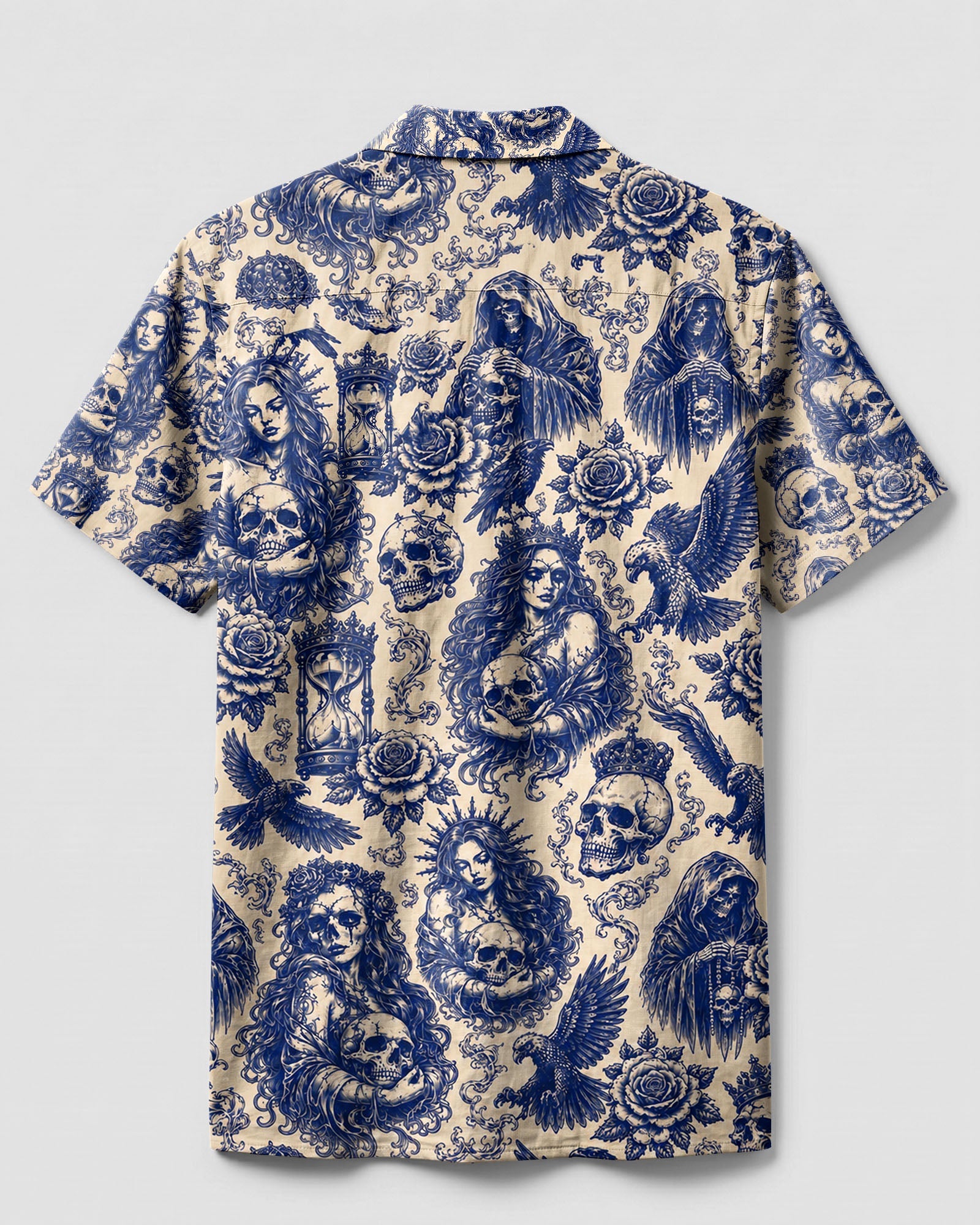 MYSTICAL GOTHIC SKULL TATTOOED  CAMP SHIRT - TLHN2906264