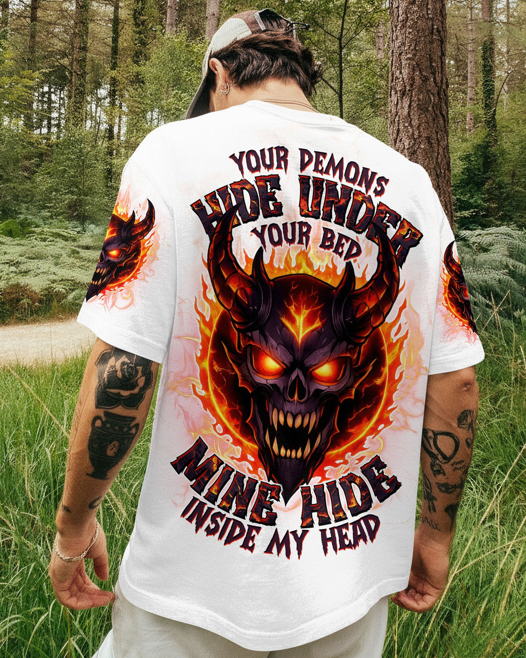 YOUR DEMONS HIDE UNDER YOUR BED DEVIL SKULL ALL OVER PRINT - TLTW0501262