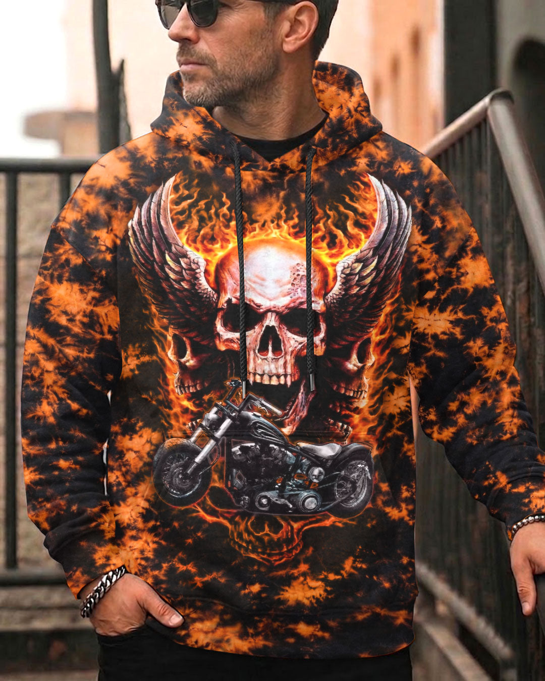 SKULL BIKER FIRE ALL OVER PRINT  - TLHN0204263