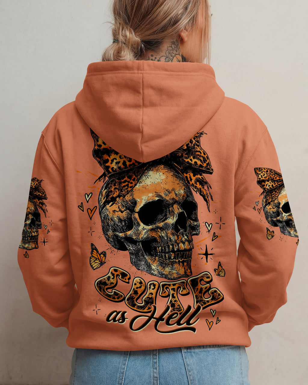 CUTE AS HELL MESSY BUN LEOPARD SKULL ALL OVER PRINT - TLTW3103262