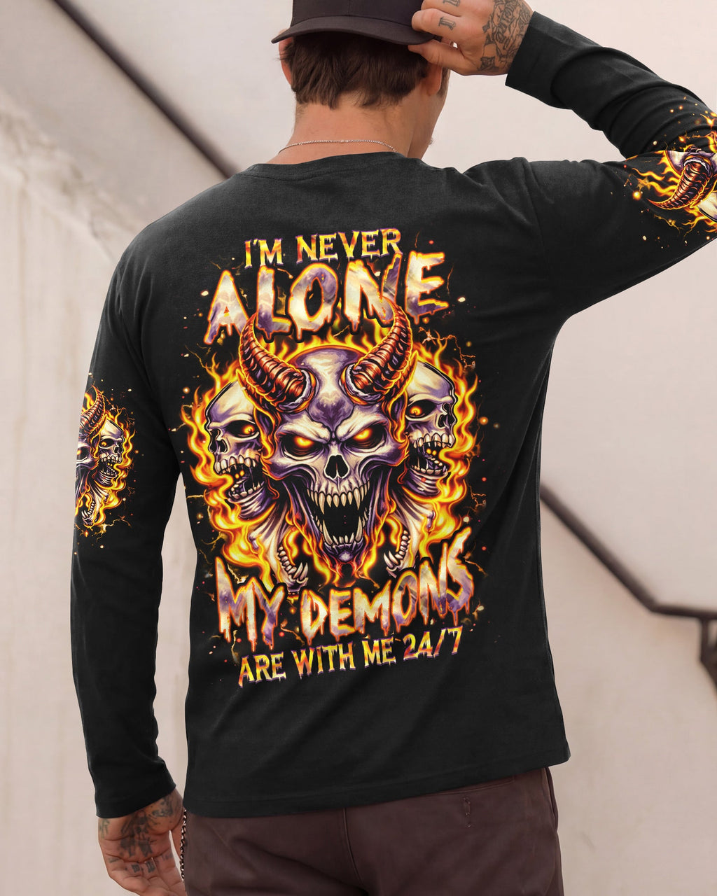 I'M NEVER ALONE MY DEMONS ARE WITH ME 24/7 ALL OVER PRINT  - TLHN1103263